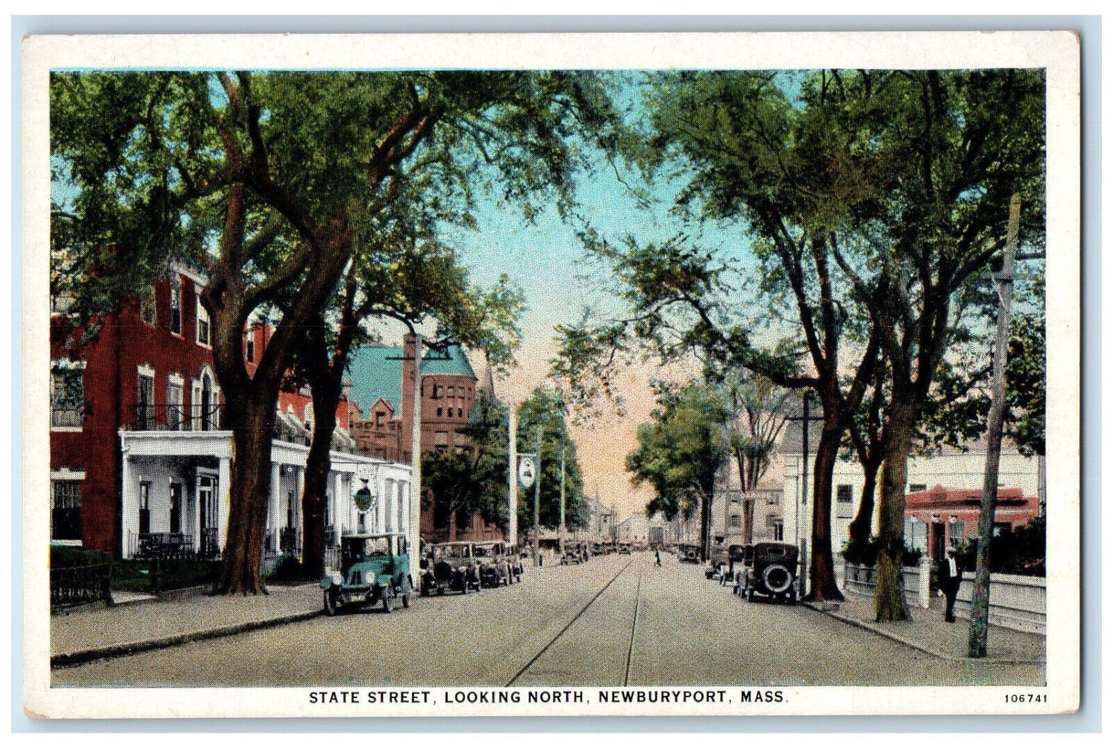c1930\'s State Street Looking North Newburyport Massachusetts MA Postcard
