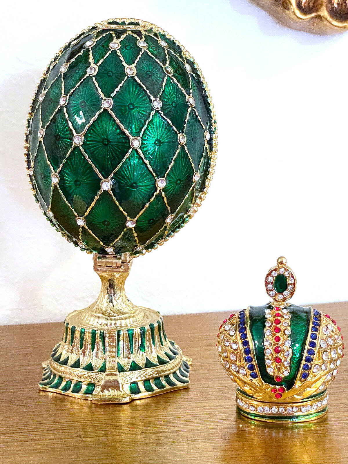 Faberge  Easter Egg Faberge Trinket 24kGold 334 Austrian crystal Diamond HANDSET