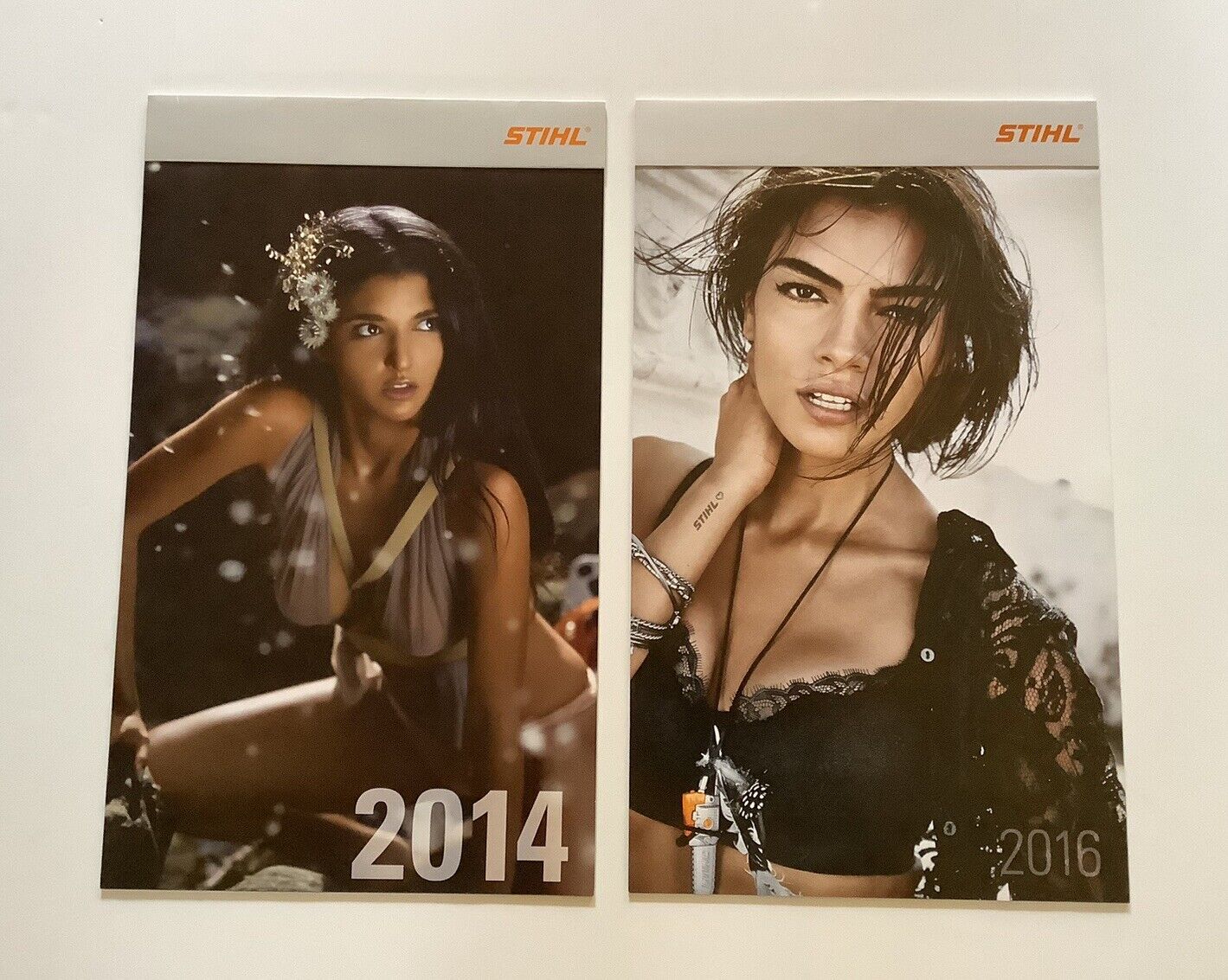 Lot of 2 STIHL Chainsaw - Power Tools Calendars (2014 & 2016) Printed in Germany