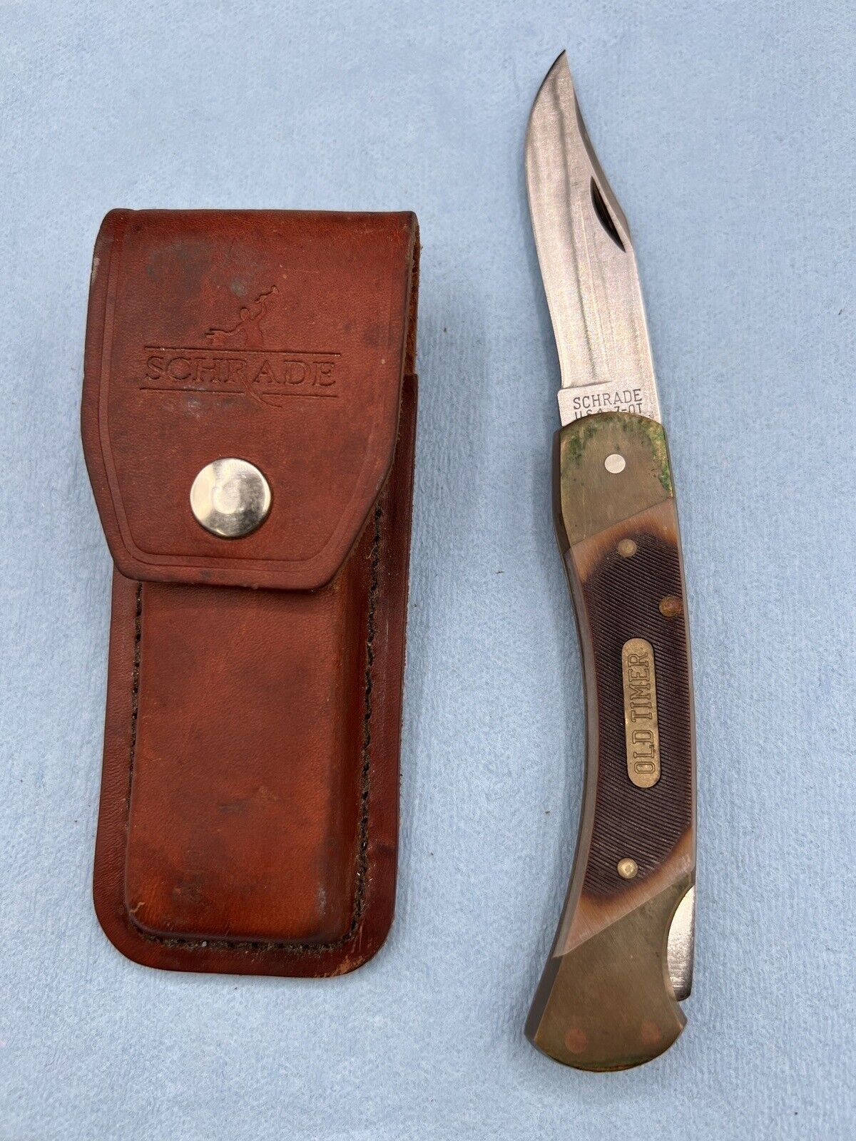🔥 VTG Schrade USA, 7OT Old Timer Lockback Hunting Knife Sheath Very Nice Bkade