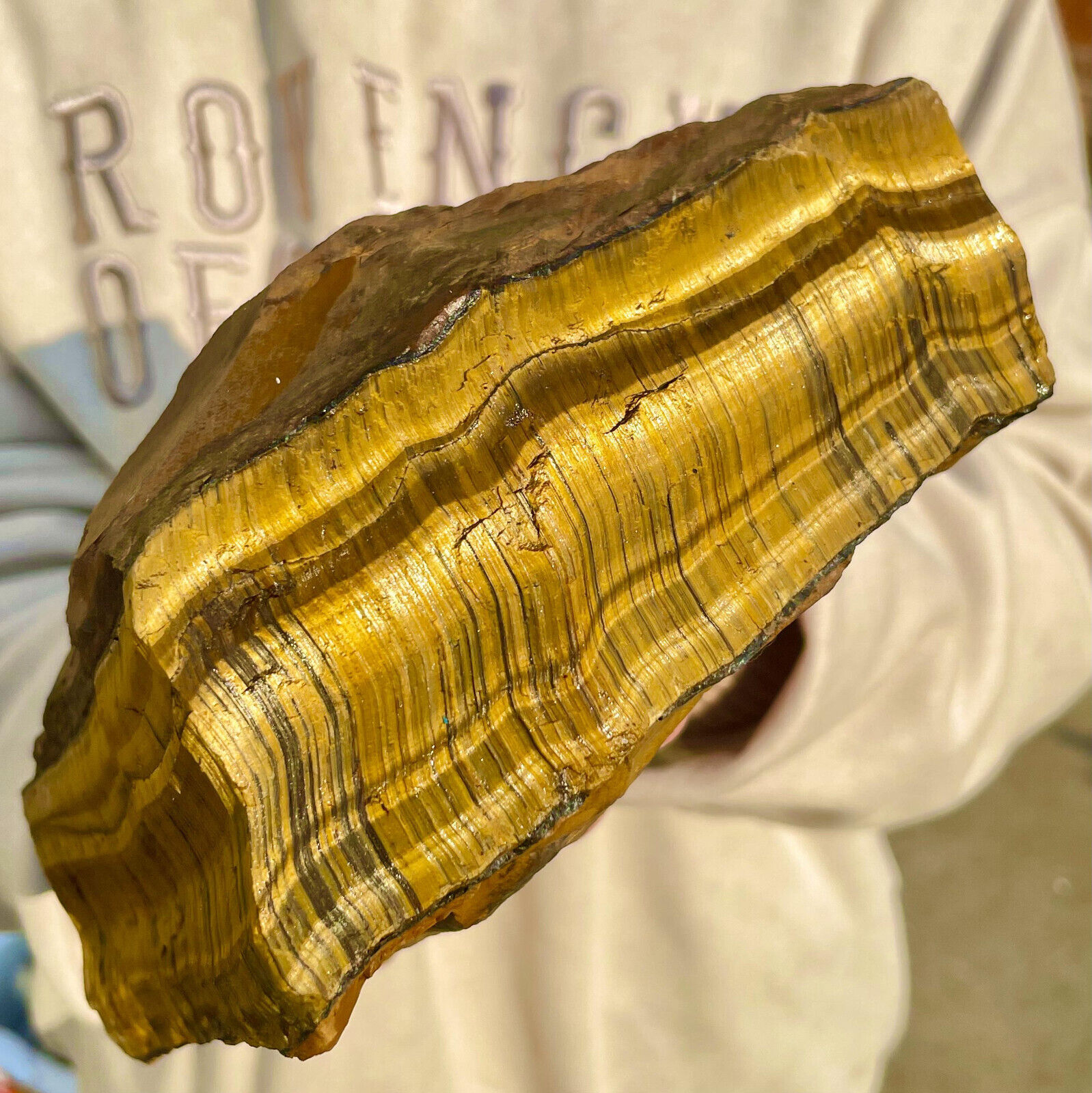 7.7LB Large Golden Tiger'S Eye Rock Quartz Crystal Mineral Specimen Metaphysics
