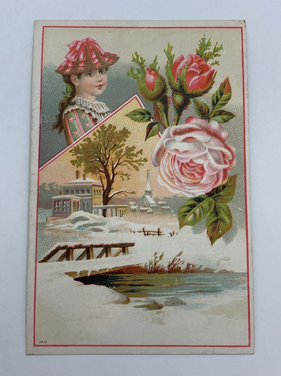 c1880s-90s Victorian Lady , Roses , Winter Moorestown New Jersey