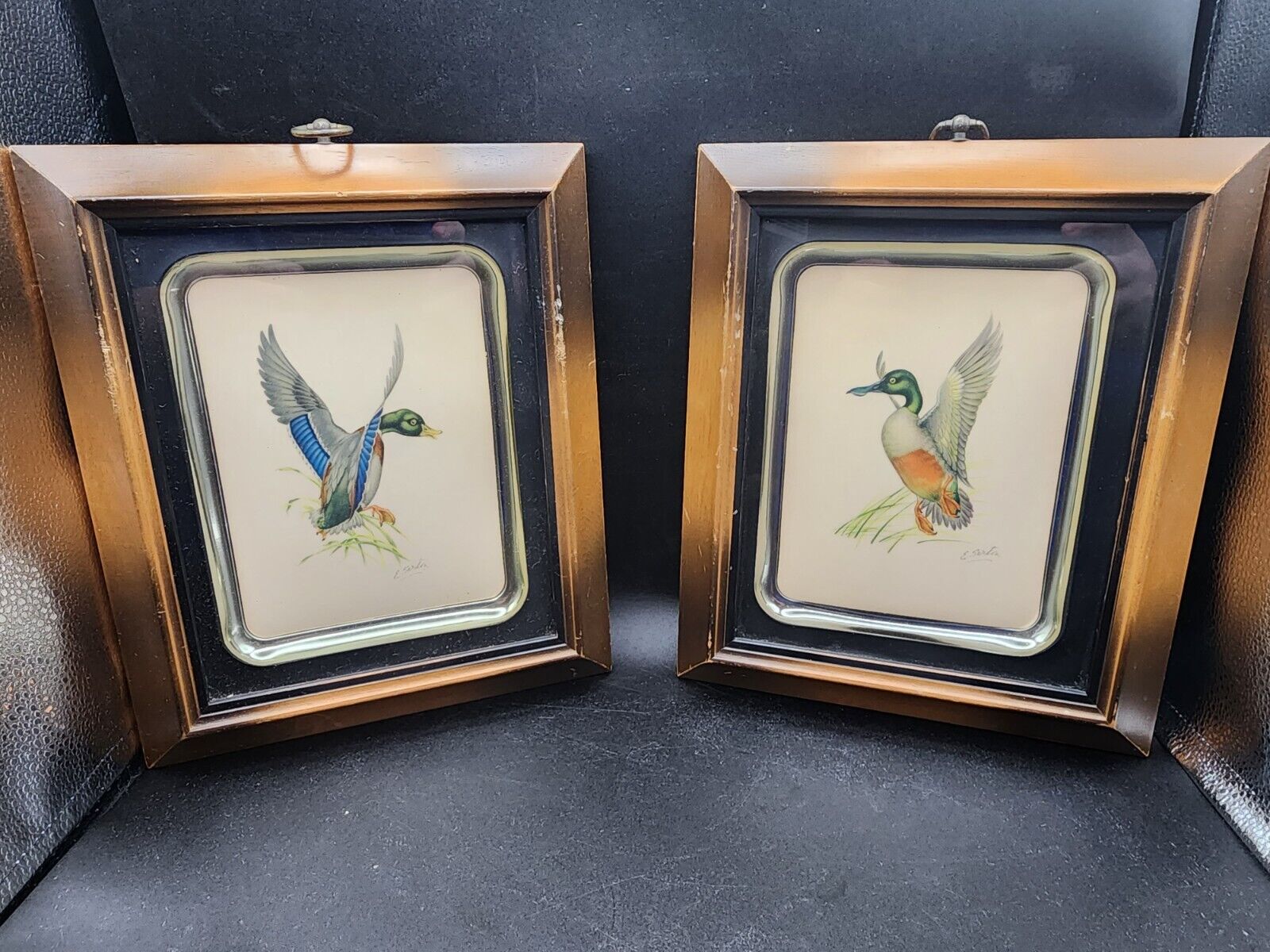 Vintage Turner Wall Accessory Signed Duck Print Mid Century Modern - Wood Frame