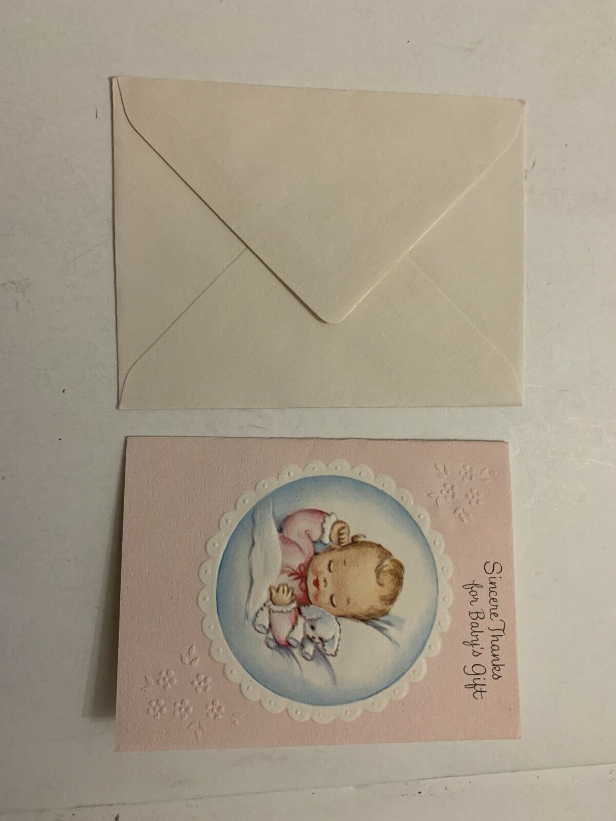 Vintage 1950\'s Baby Gift Thank You Greeting Card Unused With Envelope