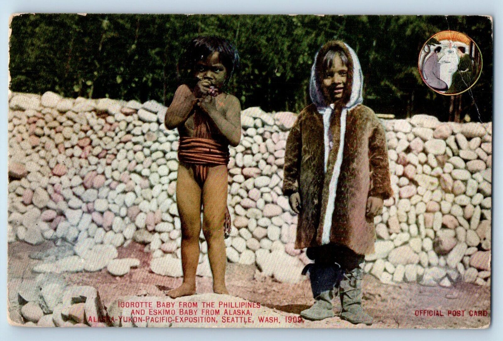 Seattle Washington WA Postcard Igorotte Baby Philippines Eskimo Baby Alaska 1909