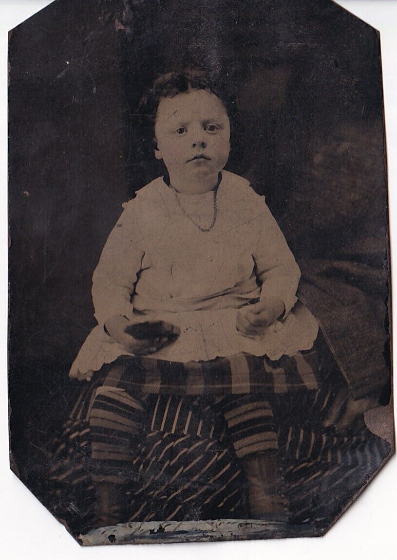 Antique Tintype Photography Hidden Mother Child Sitting Creepy Hand