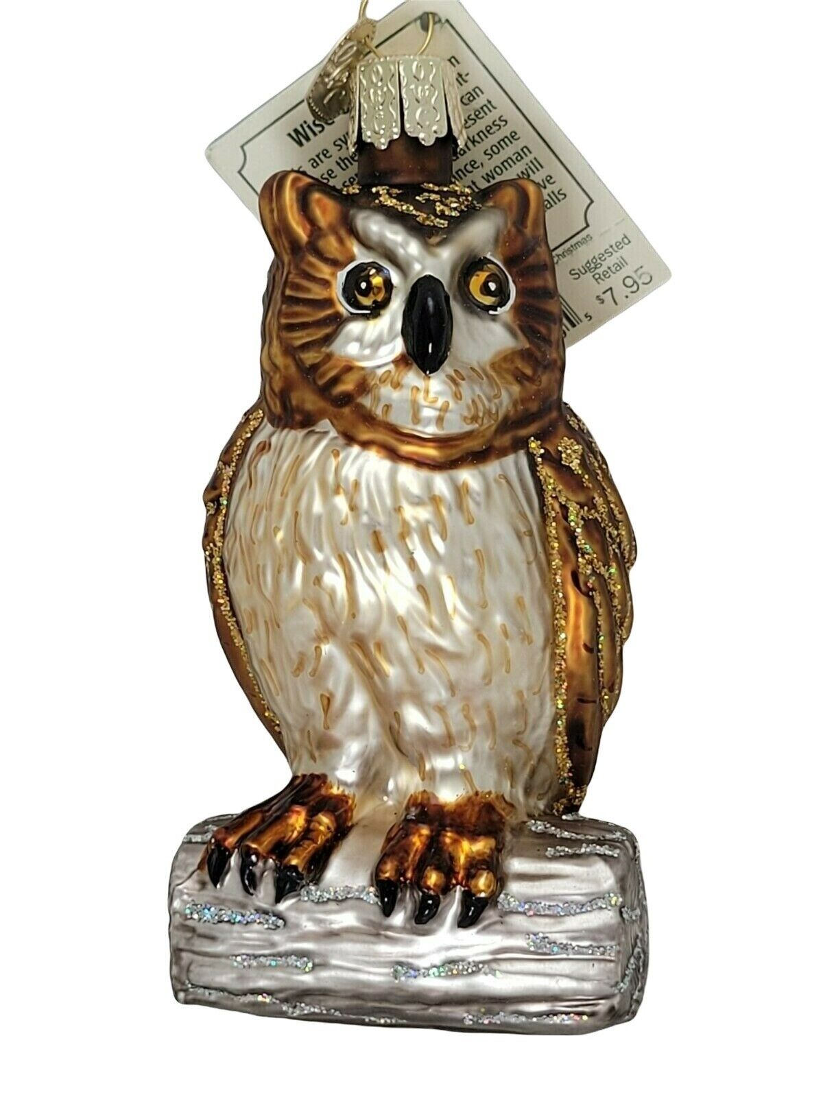 Wise Old Owl Old World Christmas Tree Ornament Glass Bird Nature Wildlife