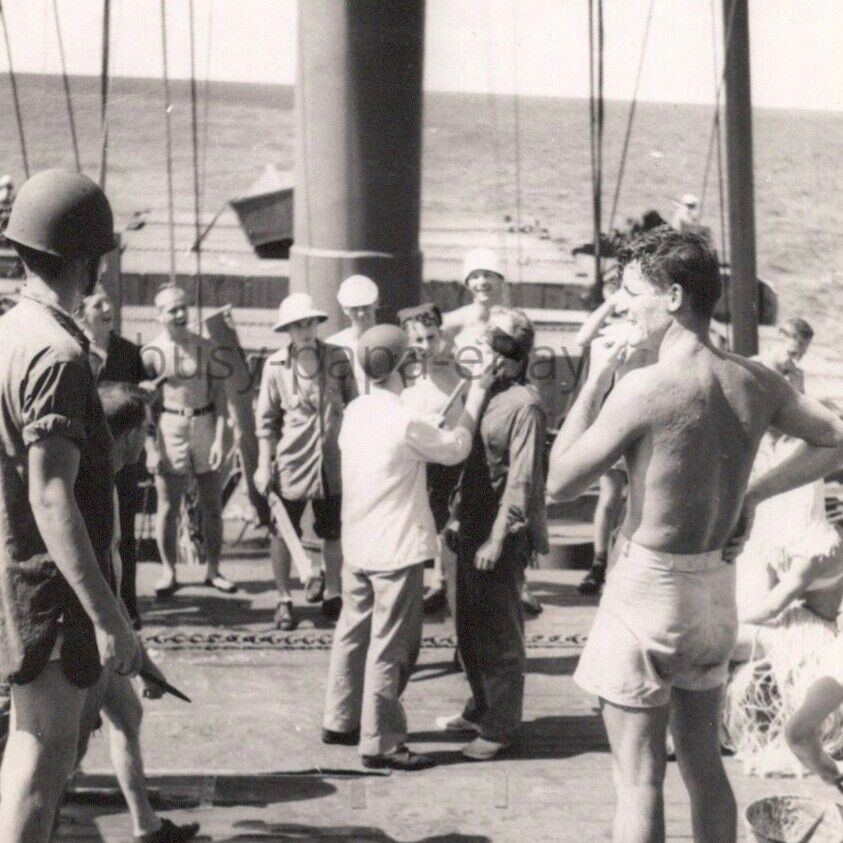 1950s US Navy Sailors Neptune Equator Crossing Party Hazing Ritual Photo #15