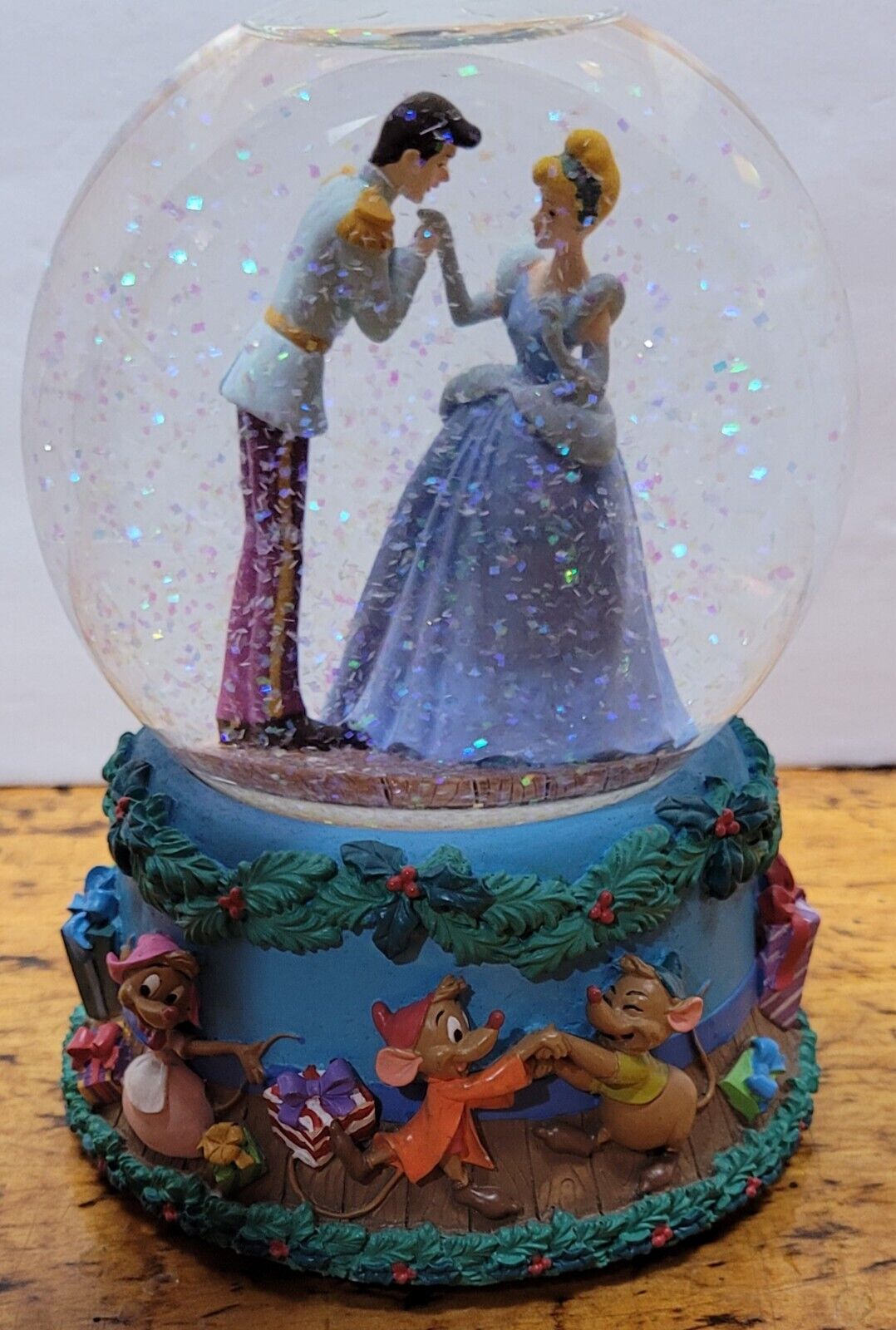 Disney Cinderella Prince Charming Musical Snow Globe Twelve Days of Christmas