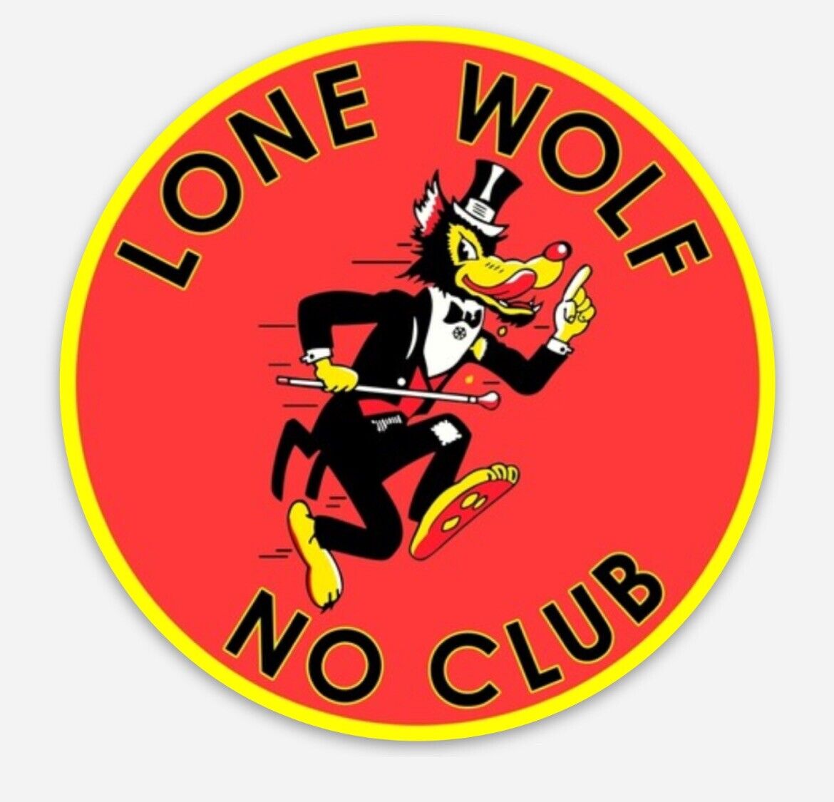 LONE WOLF NO CLUB Retro Vinyl Decal Sticker rat rod, racing, hot rod