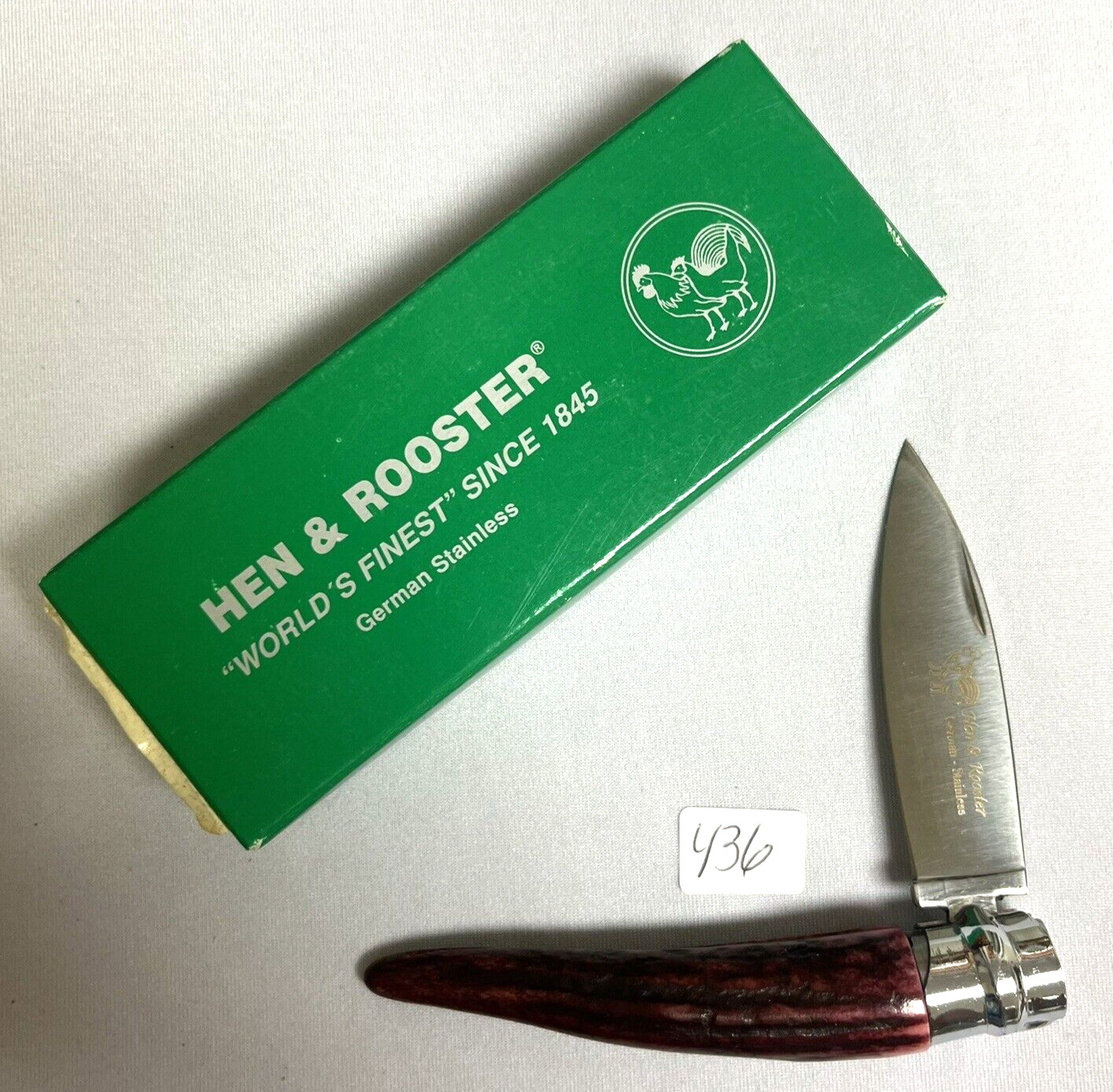 Vintage Hen & Rooster German Stainless Single Blade Folding Pocket Knife (#436)