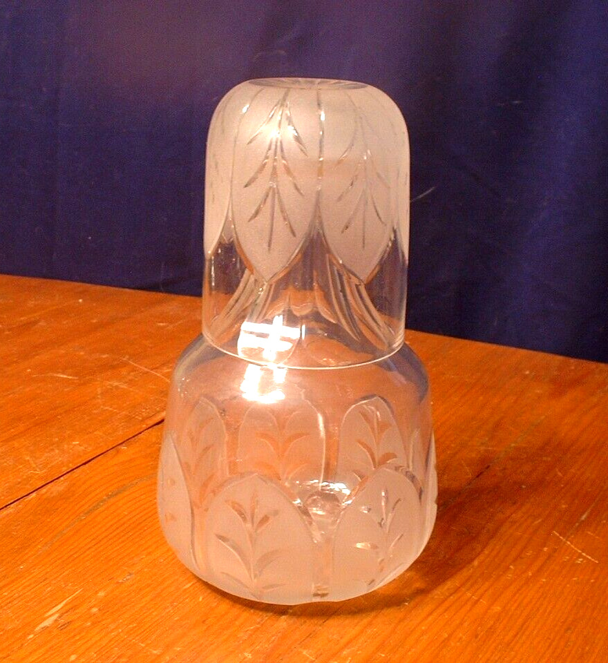 Scarce Antique Late Brilliant Period Cut Glass Bedside Water Pitcher & Glass