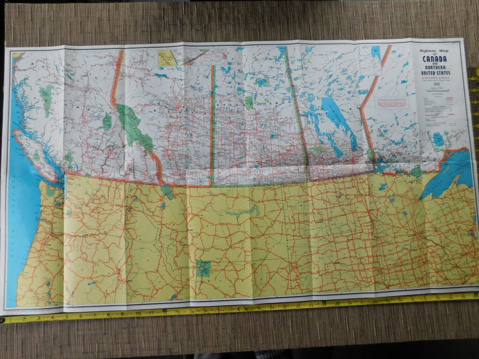 1958 MCM Vintage Map of Canada & Northern US (4.27.1)