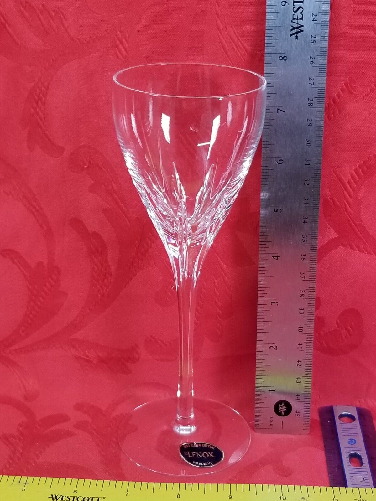 Lenox Firelight Wine Glass Clear With Panel Cuts Vintage Blown Wine Goblet *