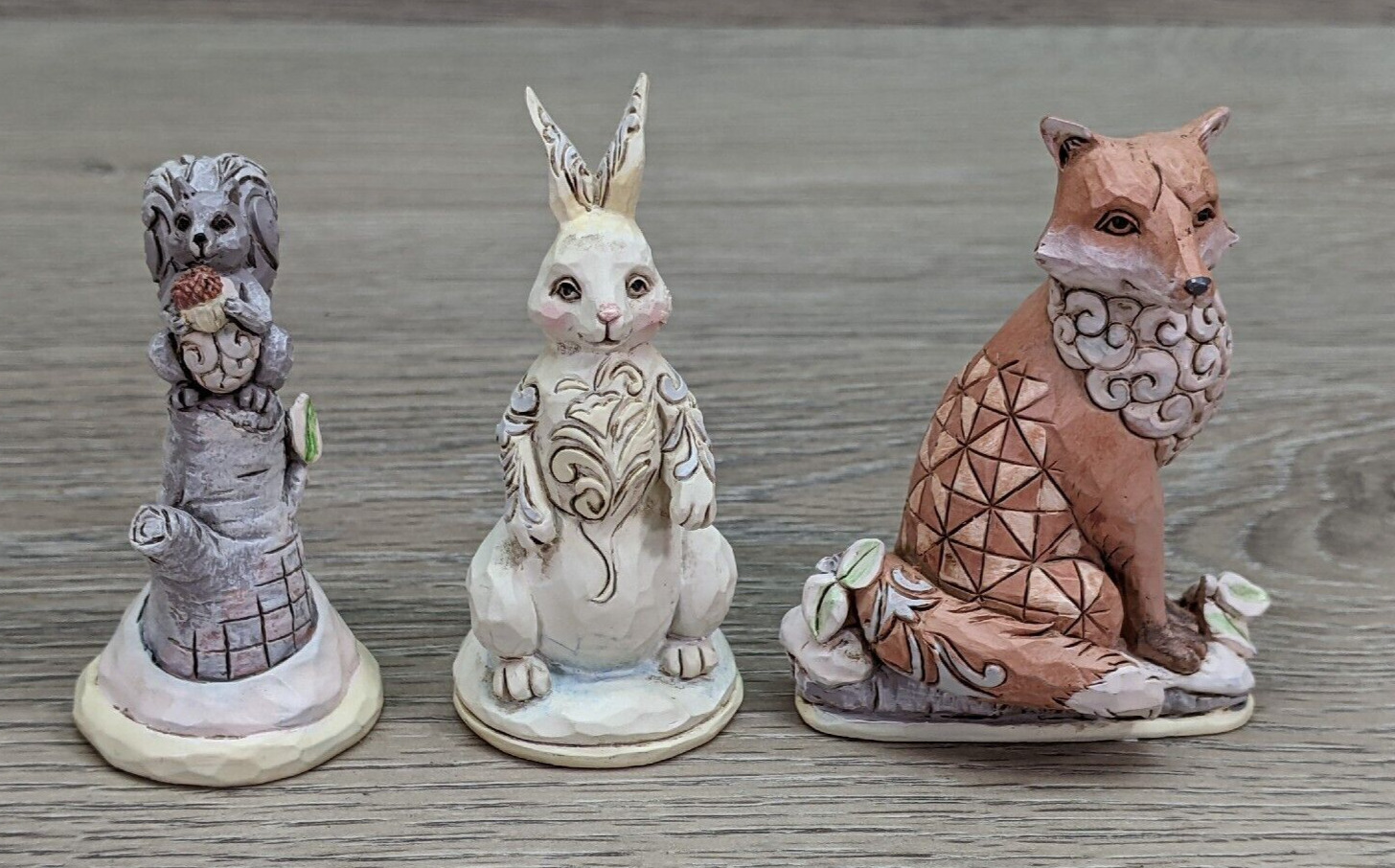 Jim Shore White Woodland Mini Animals 3 Piece Set Fox Rabbit Squirrel 6001414