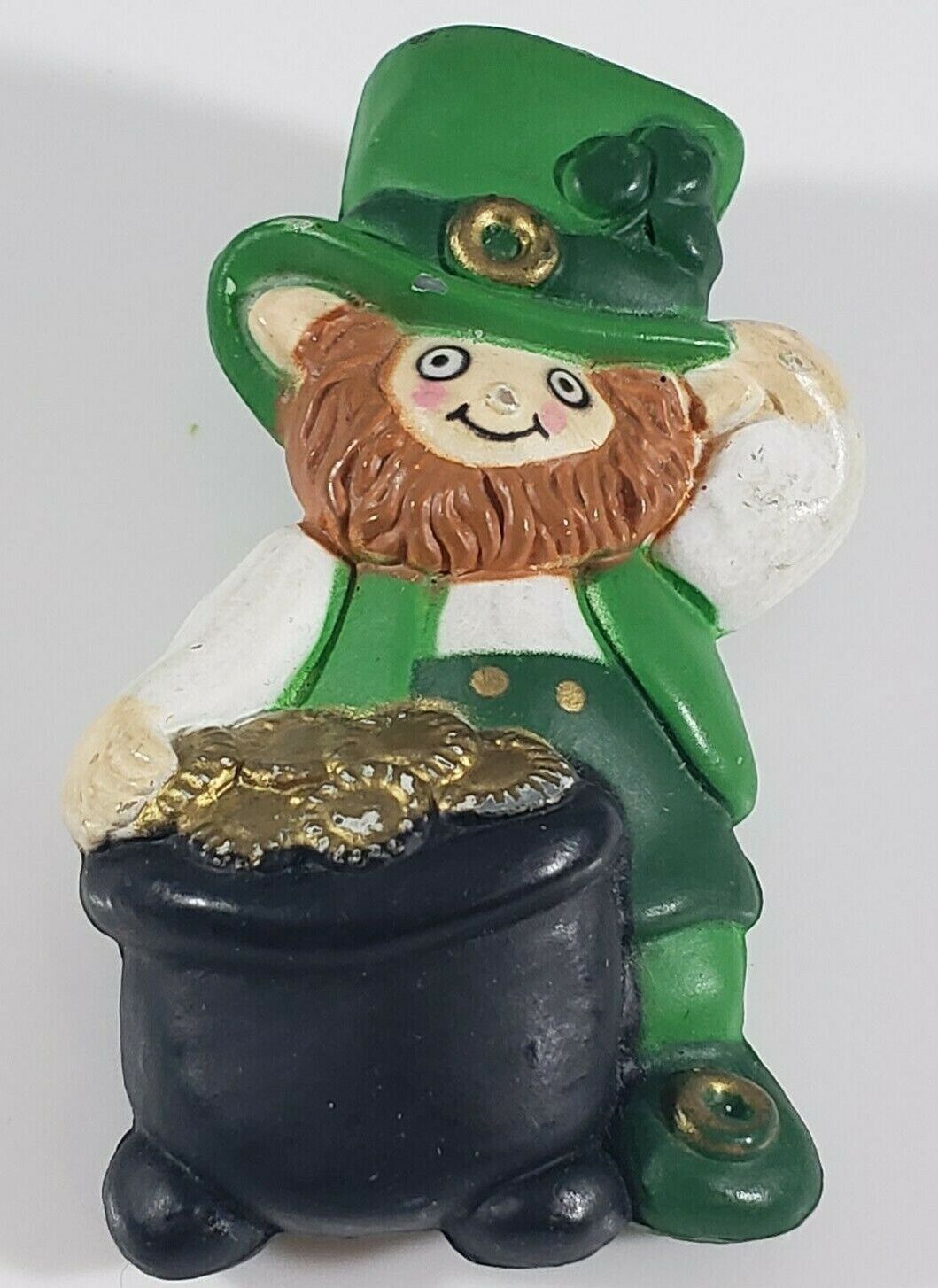 Vintage Fun World  Pin St Patrick\'s Day IRISH Clover Leprechaun Pot of Gold 