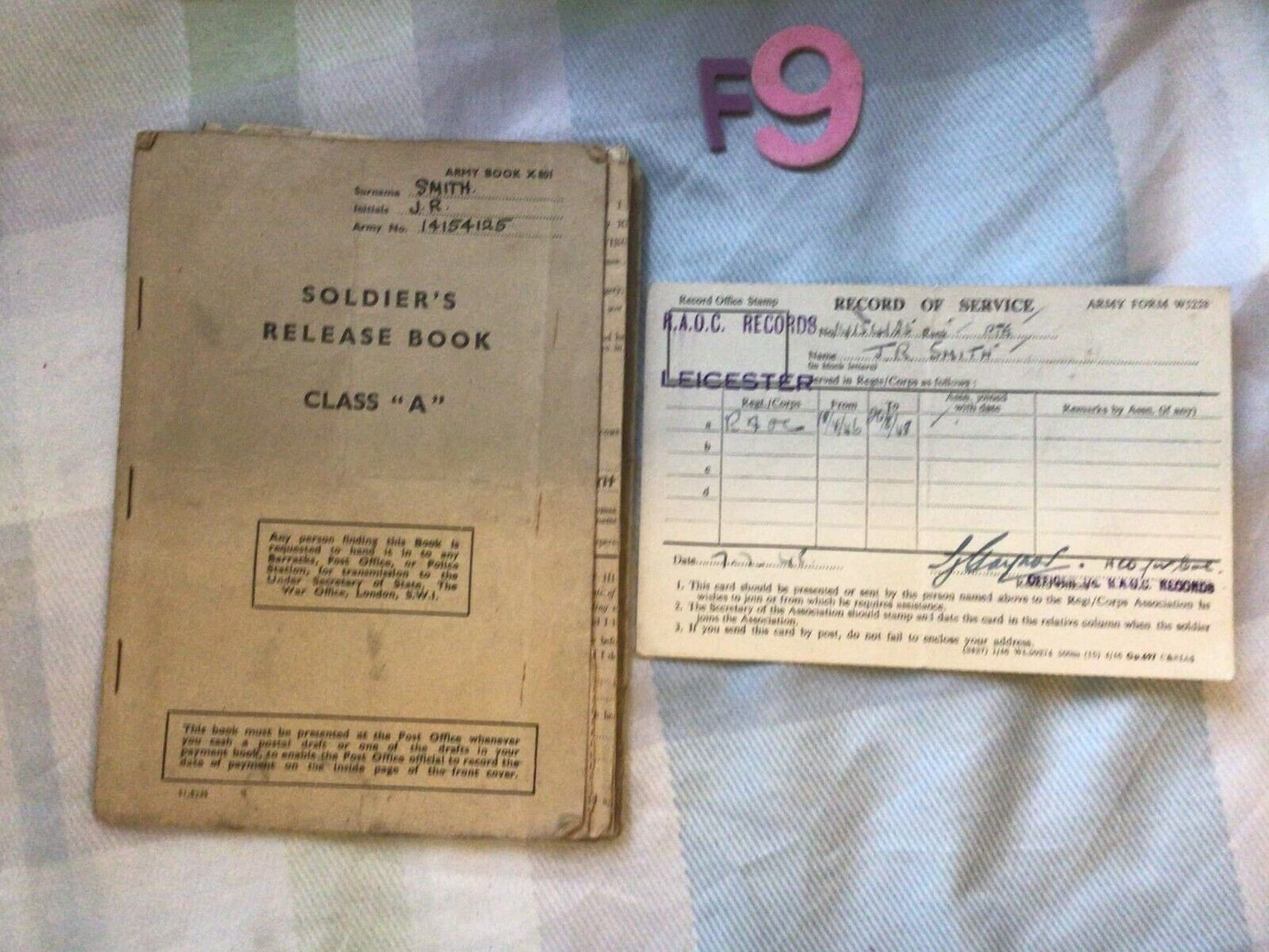 WWII 1948 Soldiers Release Papers And Service Record Card J R SMITH