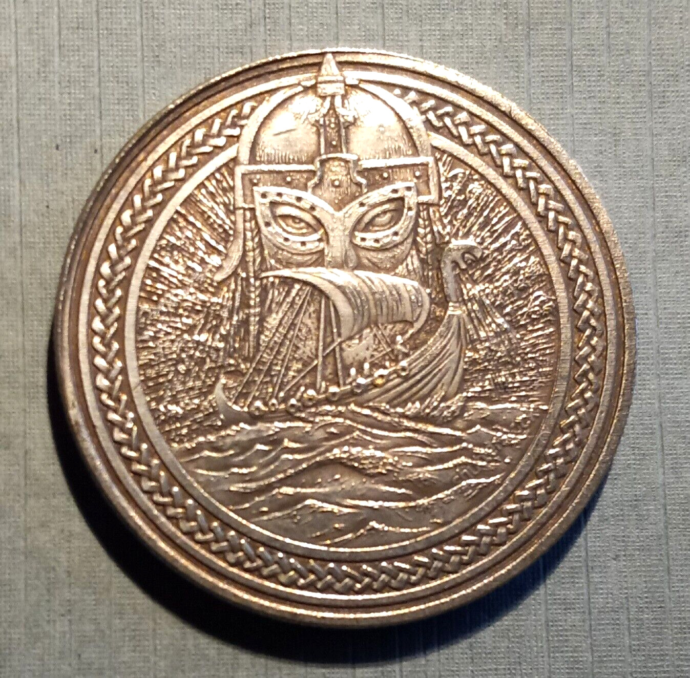Viking Long Ship Nordic Sailor  Coin Token Dollar size Nice details