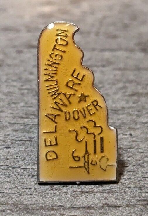Vintage Delaware, Dover Wilmington, Travel/Souvenir Yellow Gold-Toned Lapel Pin