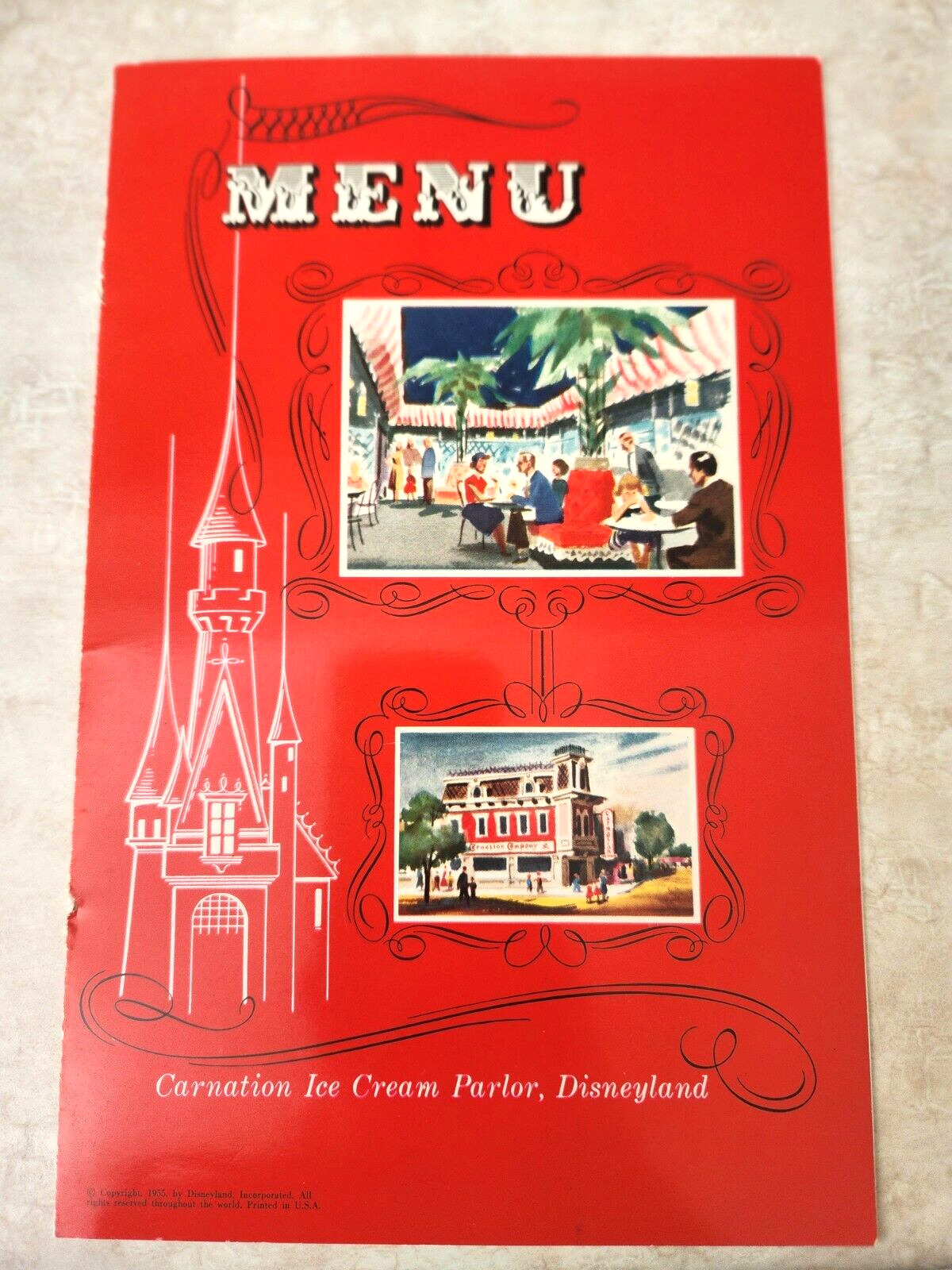 Original 1955 Disneyland Carnation Ice Cream Parlor Full Menu Disney