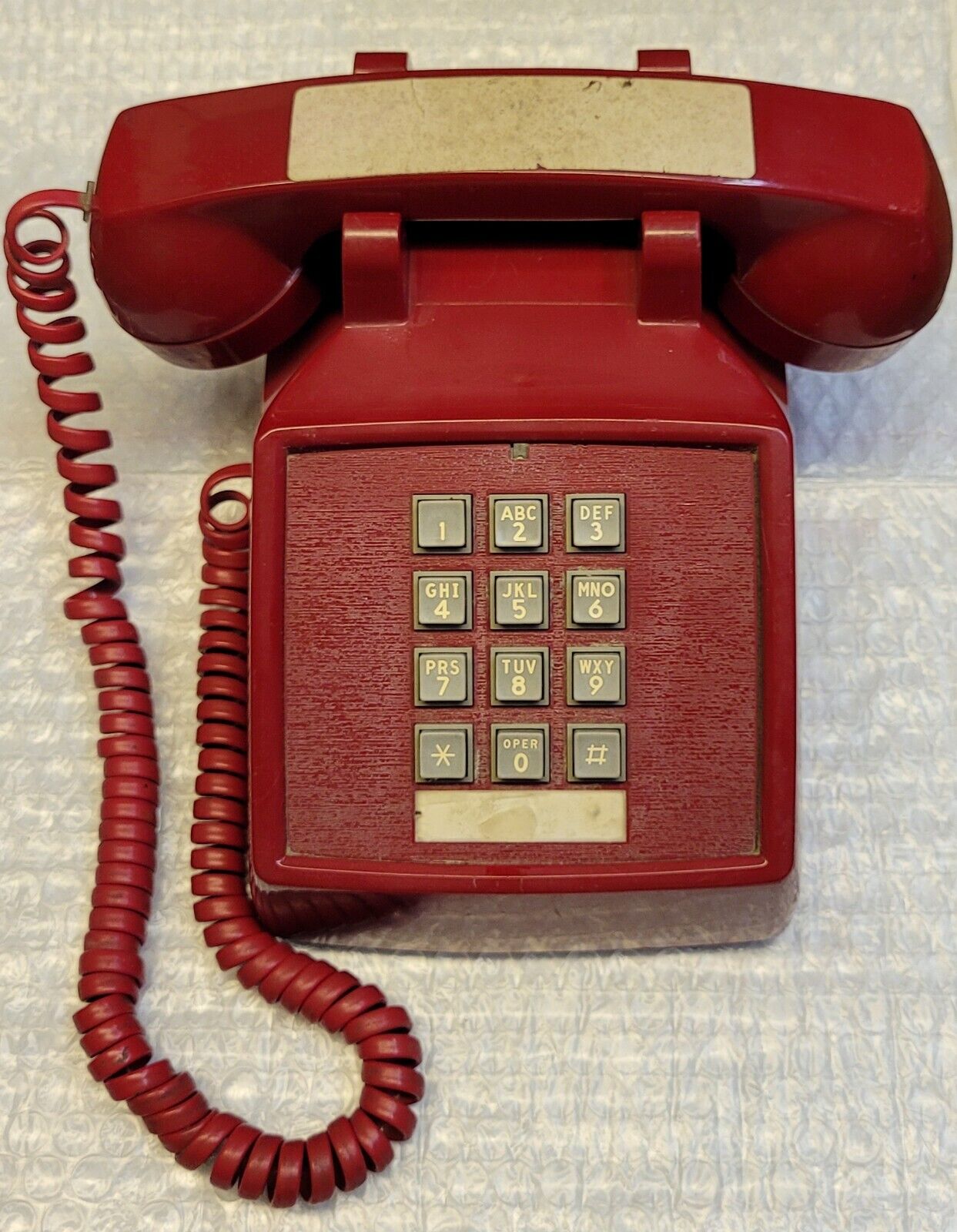Vintage Red 1980\'s ITT Push Button Desk Telephone 250013-MBA-44M 8 96 E