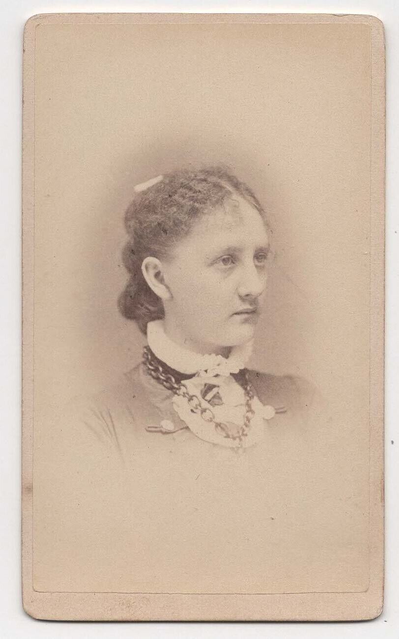 ANTIQUE CDV CIRCA 1870s G.H. DANA GORGEOUS YOUNG LADY PROVIDENCE RHODE ISLAND