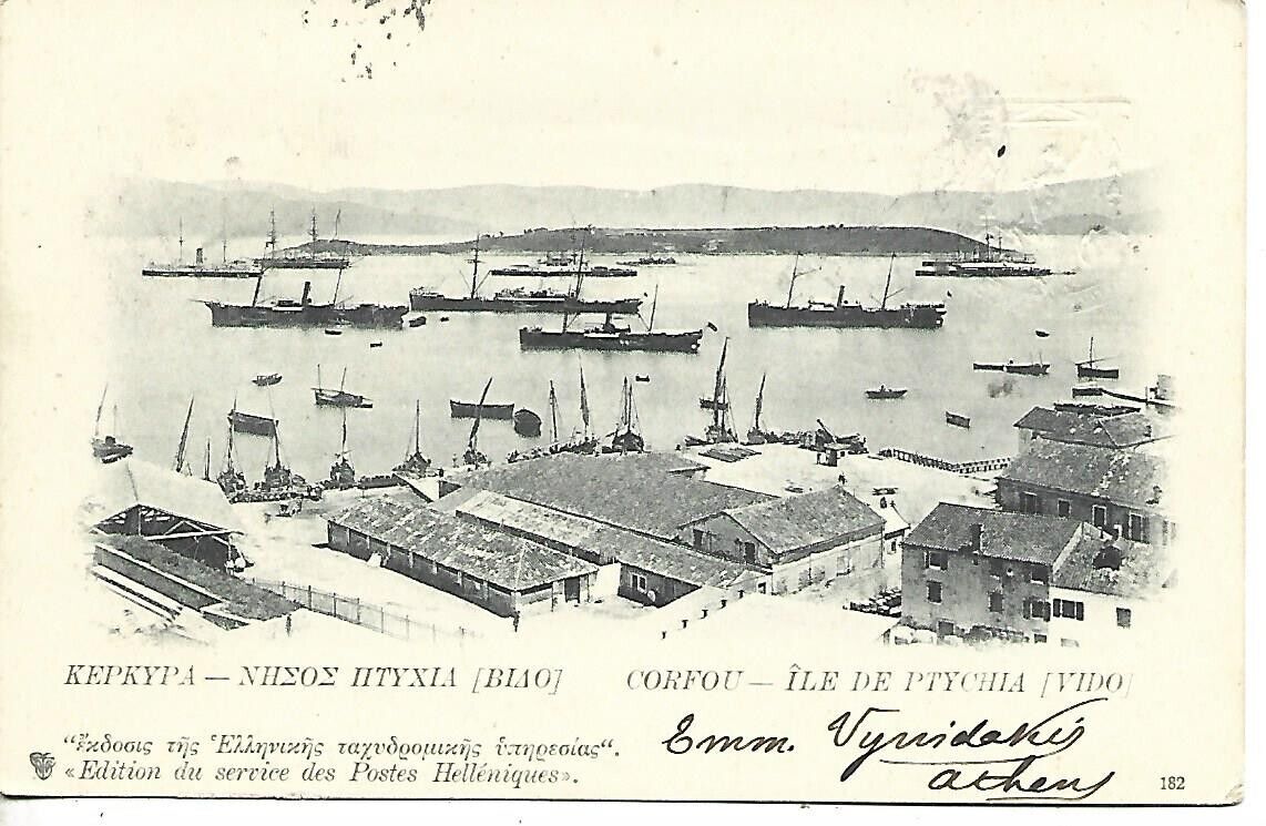 1903 GREECE KERKYRA VIDO VIEW POSTAL STATIONERY CARD COVER HELLENIC POSTS N.182