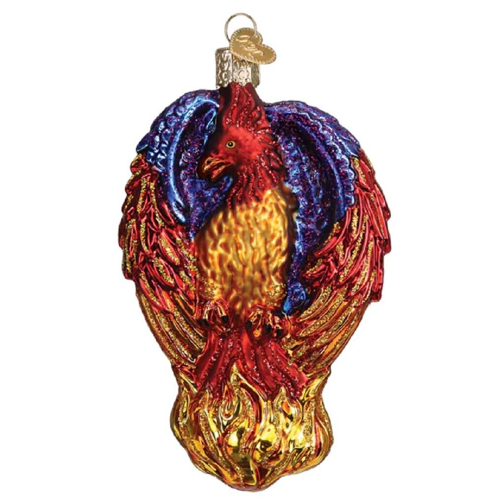Old World Christmas Fiery Phoenix Glass Ornament FREE BOX 5 inch Multicolor