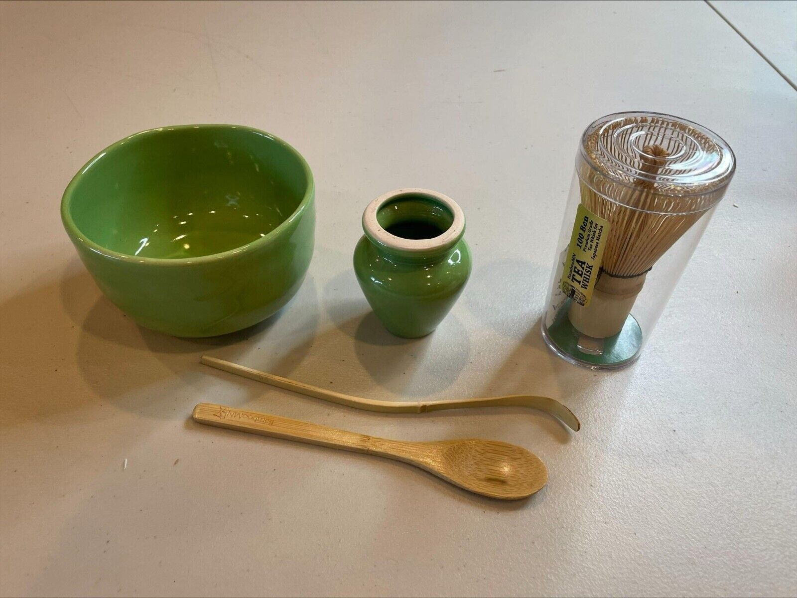 Matcha Bowl Set, 1 Set, Soft Light Green Color. Brand BambooMN