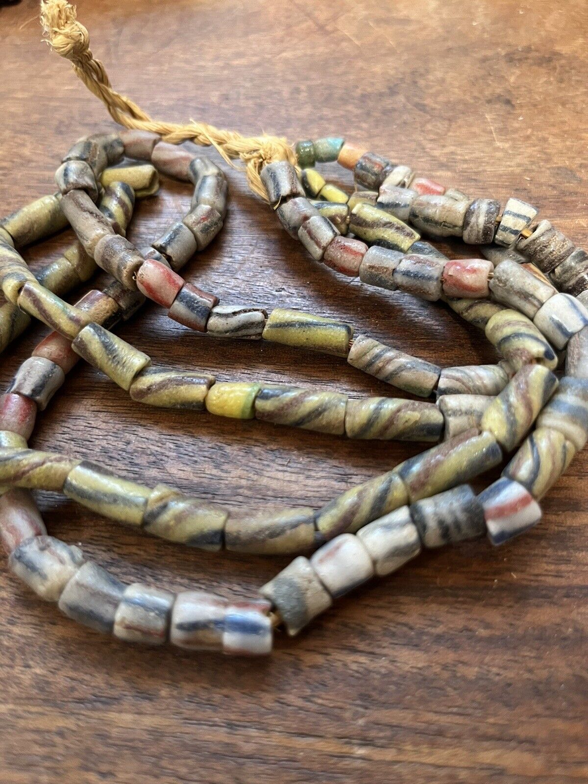 Double Strand 20in Each MAGNIFICENT OLD African SAND CAST MIXED STRIPED BEADS