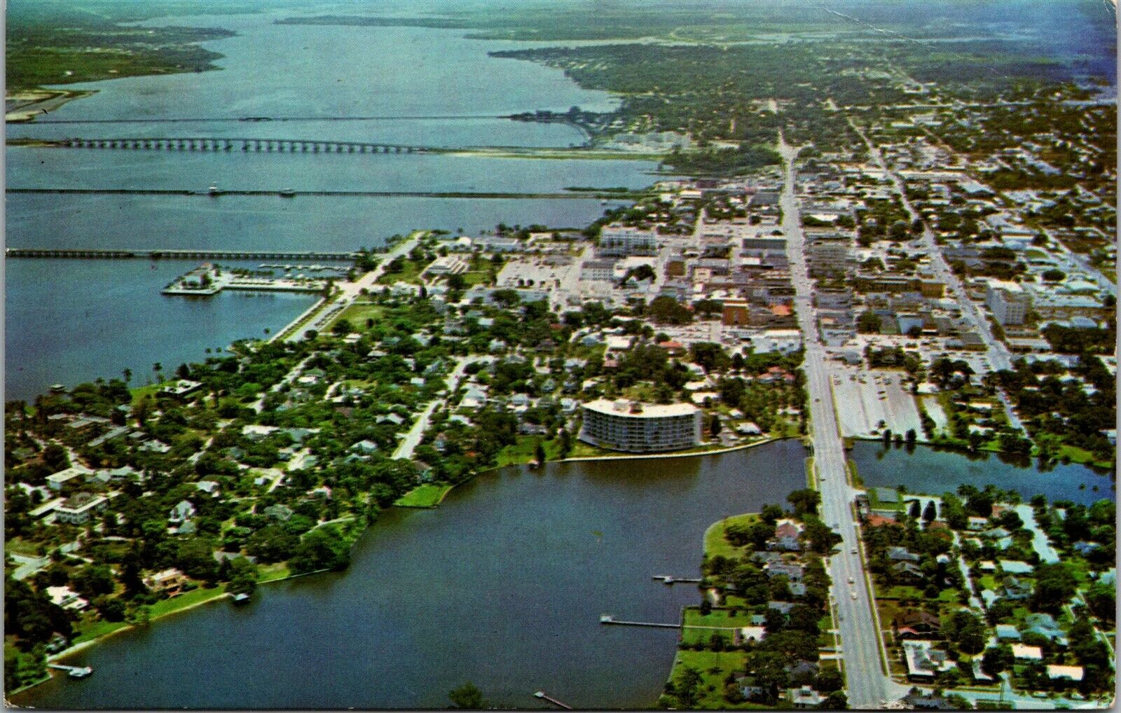 Vtg Aerial View of Bradenton Florida FL 1960s Postcard