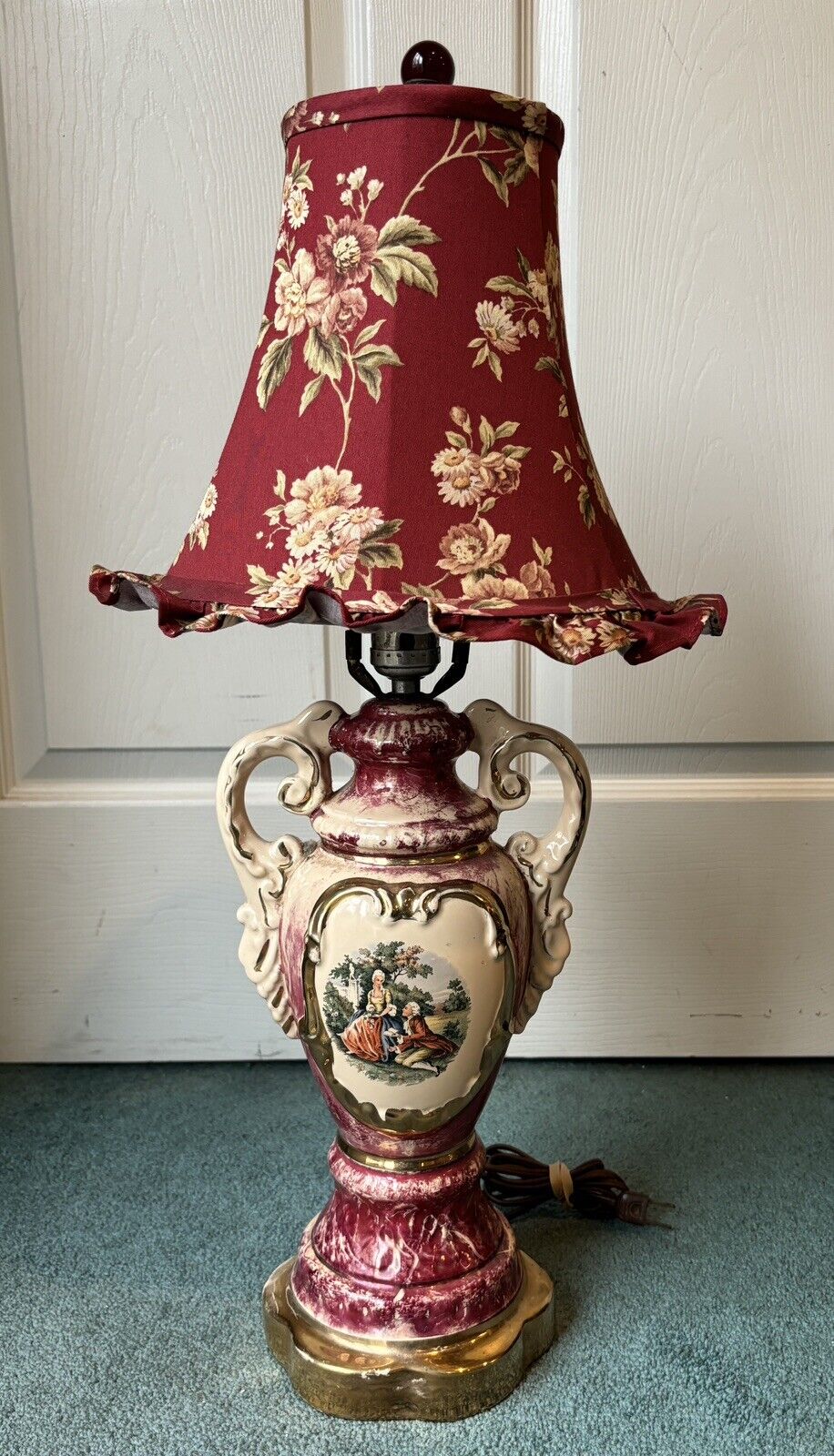 Antique George And Martha Washington Courting Couples Lamp (working) Vintage