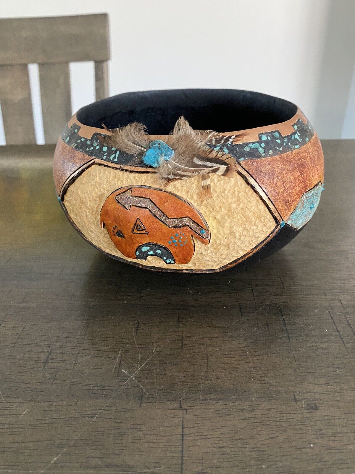 **AWESOME  VINTAGE NATIVE AMERICAN PAINTED GOURD ART