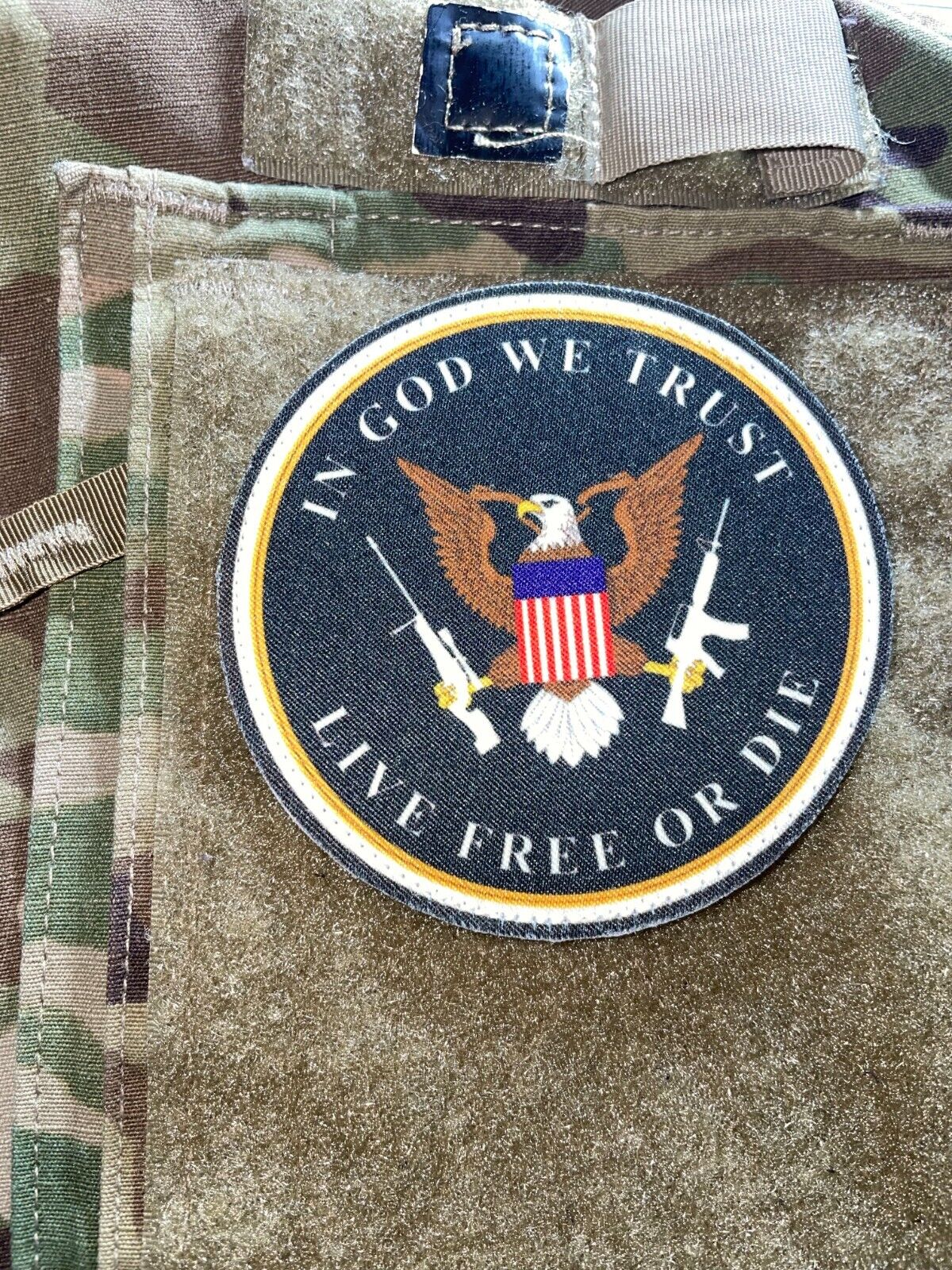 2nd Amendment In God We Trust Live Free or Die Patch Sublimation Hook New