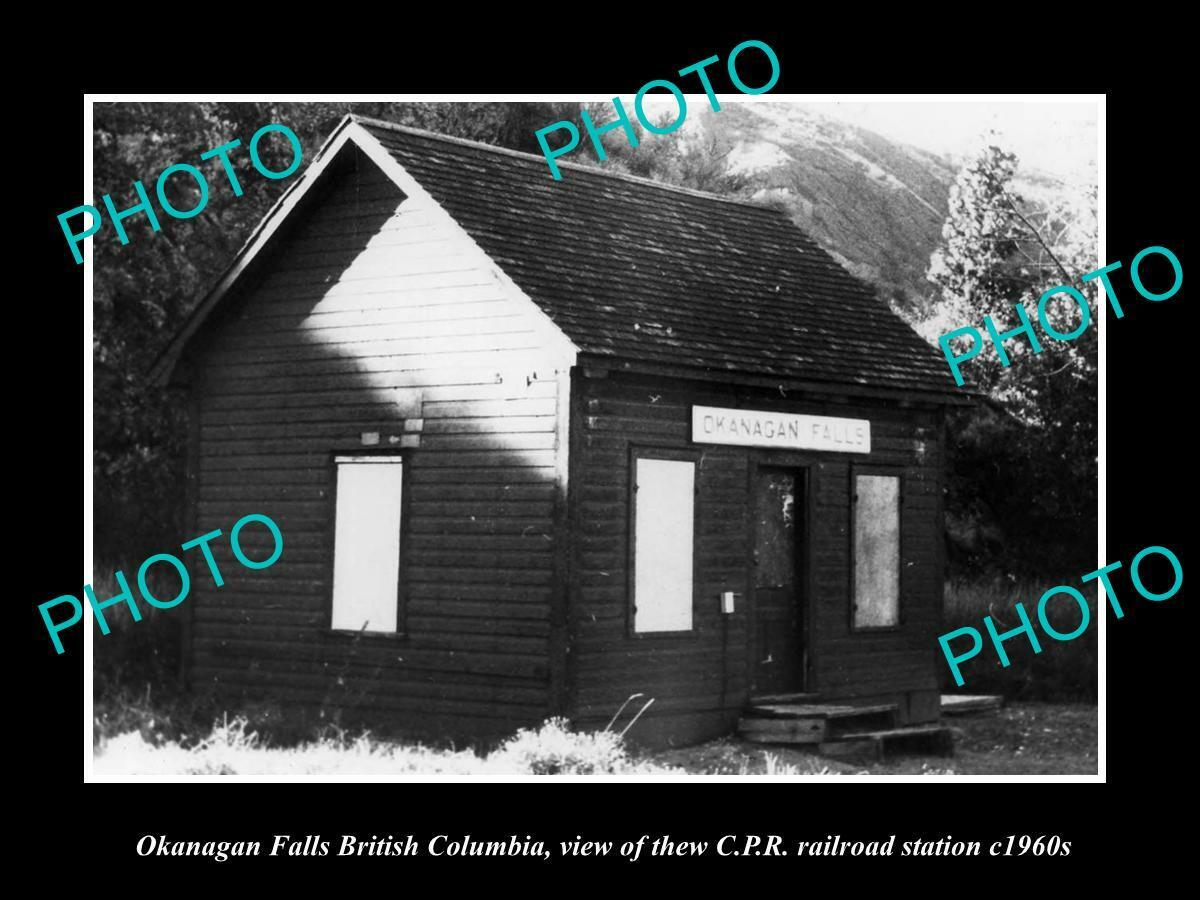 OLD POSTCARD SIZE PHOTO OF OKANAGAN FALLS BC CANADA CPR RAILWAY STATION c1960