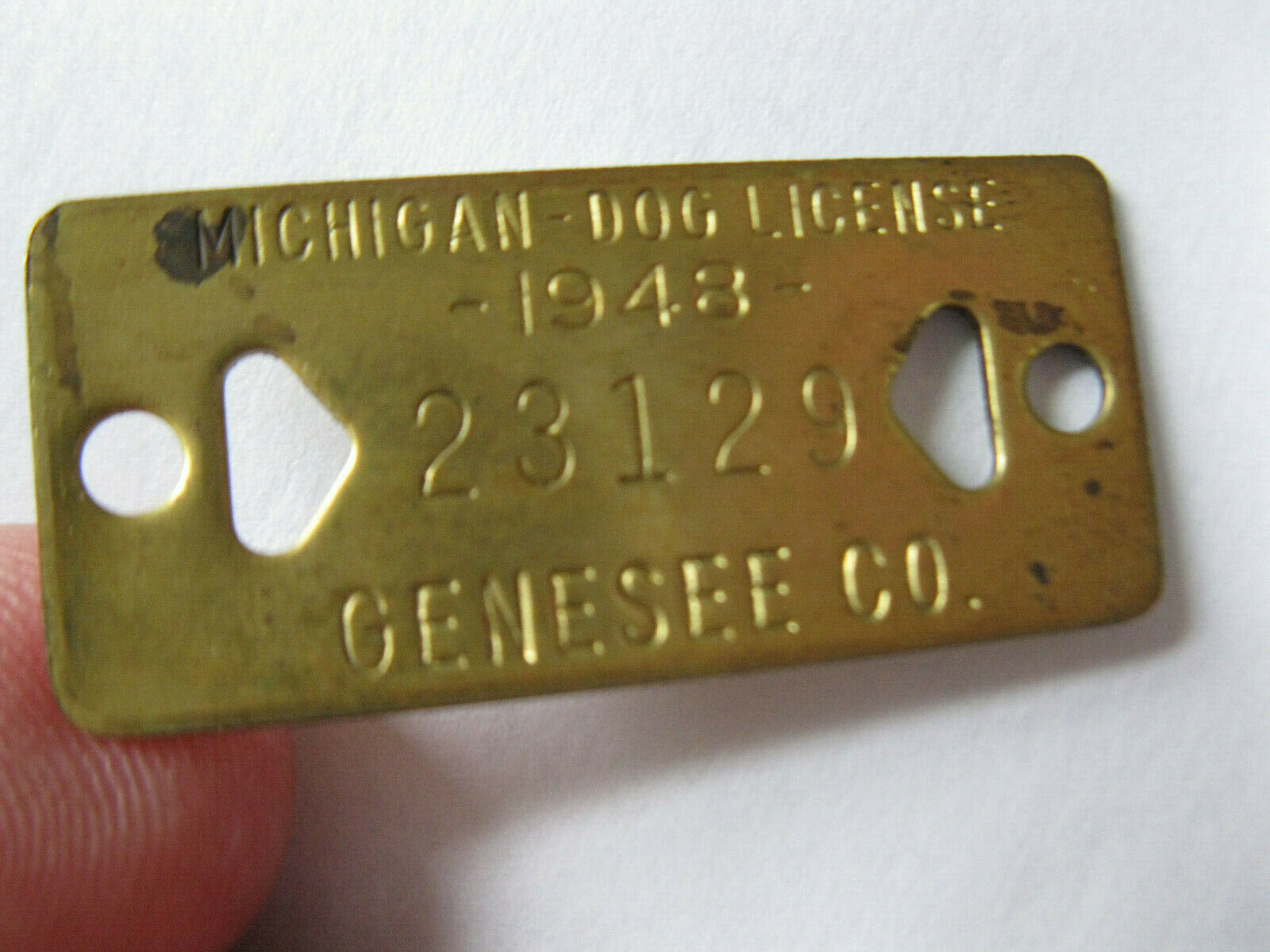 Vintage 1948 Geness Co. Michigan Dog License Tag Metal