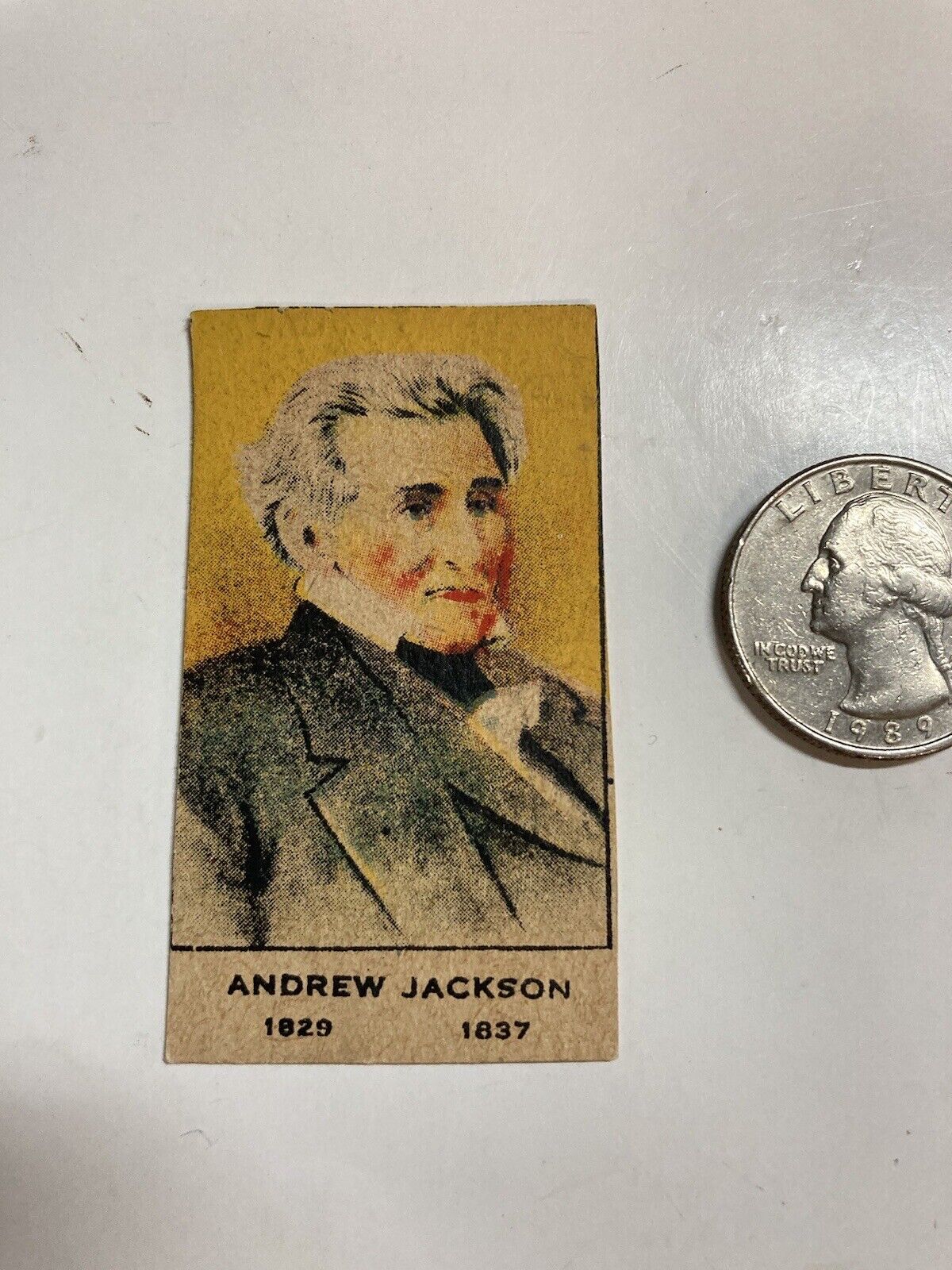 1921 W563 Andrew Jackson 1829 to 1837 strip card