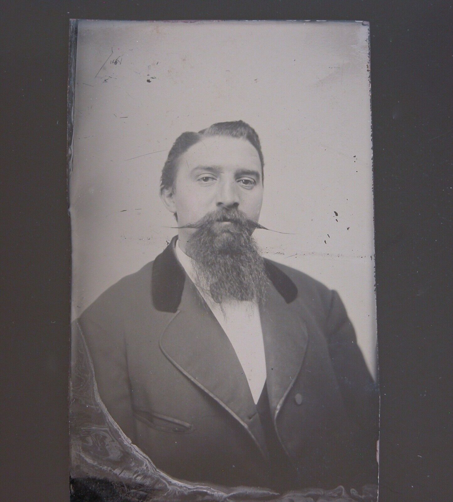 Antique 1890s Tintype Photograph Victorian Gentleman Goatee Mustache Portrait 