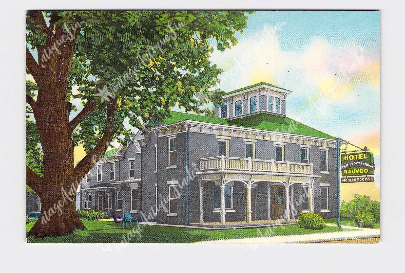 PPC Postcard IL Illinois Hotel Nauvoo Historic Inn Exterior Street View