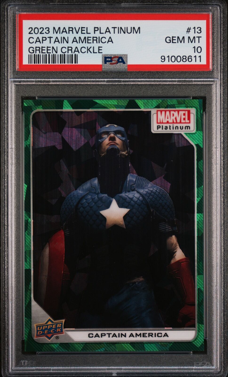 2023 Upper Deck Marvel Platinum Green /99 Captain America #13 PSA 10