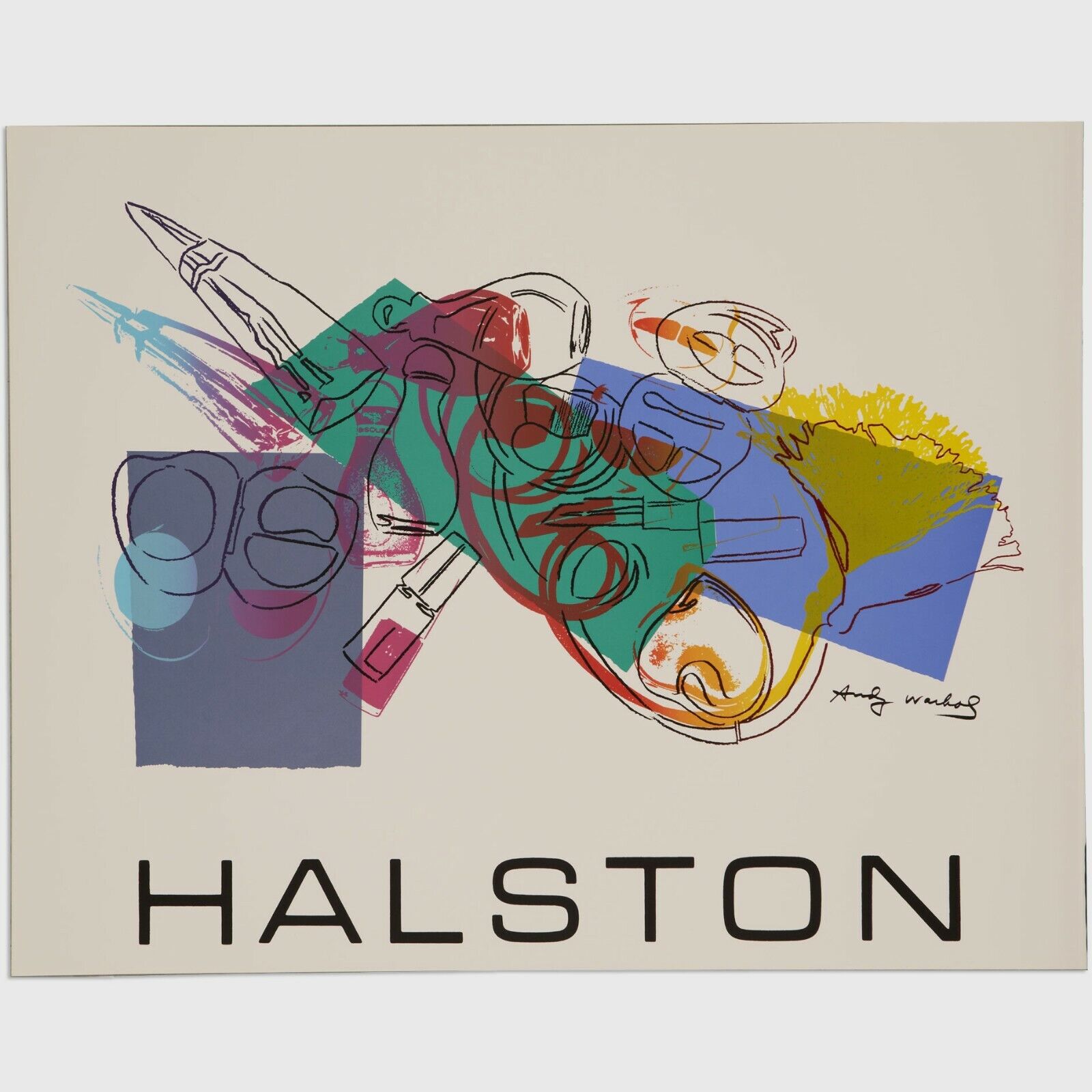 Andy Warhol Rare Original 1982 Halston (Fragrance and Cosmetics) Poster