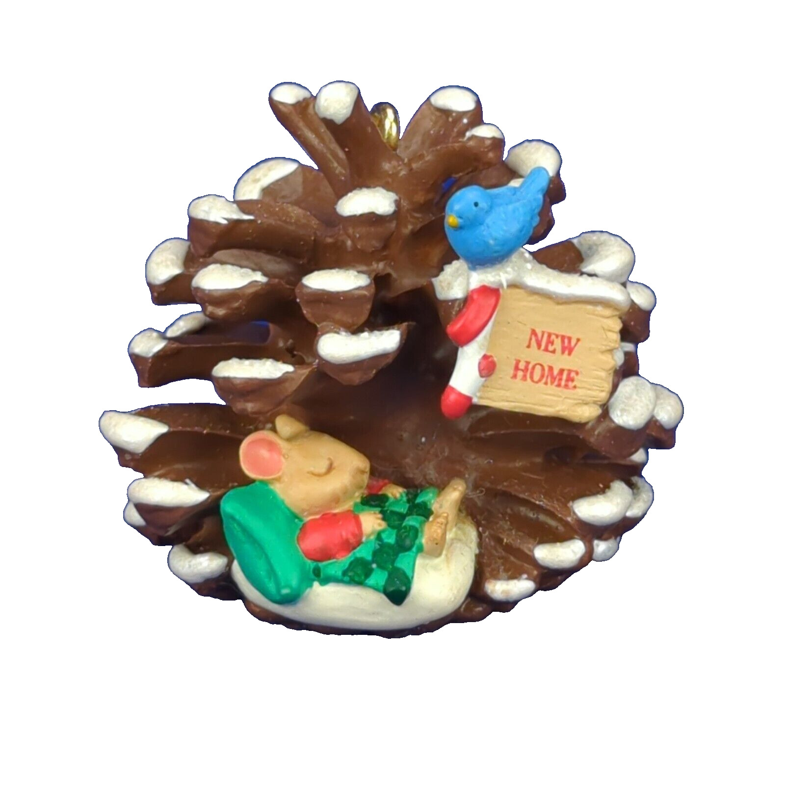 Vintage 2000 Hallmark Keepsake Christmas Ornament NEW HOME Mouse Pine Cone Retro