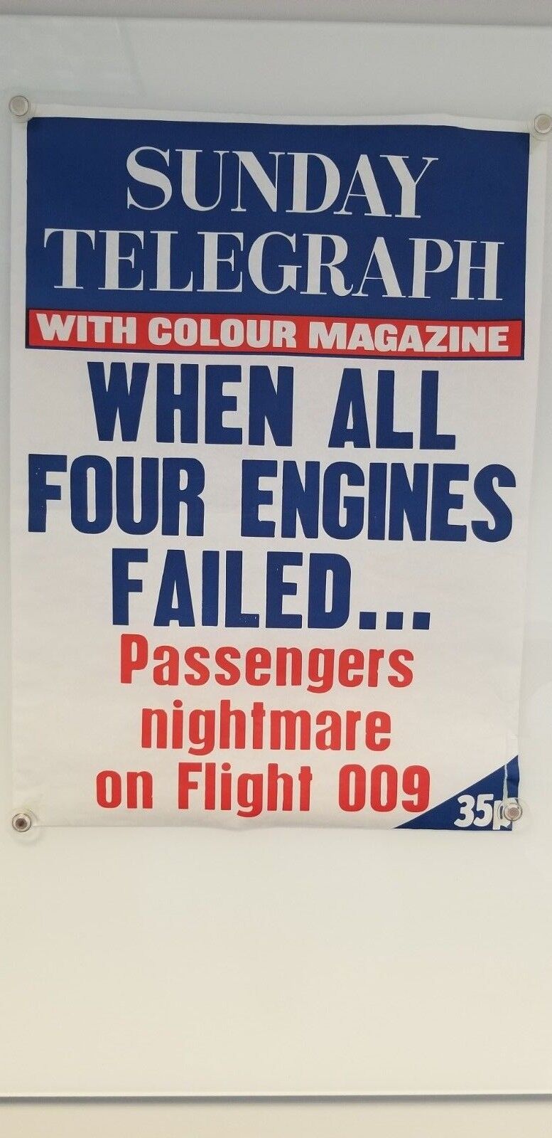 Sunday Telegraph Poster - When All Four Engines Failed -  British Air 009