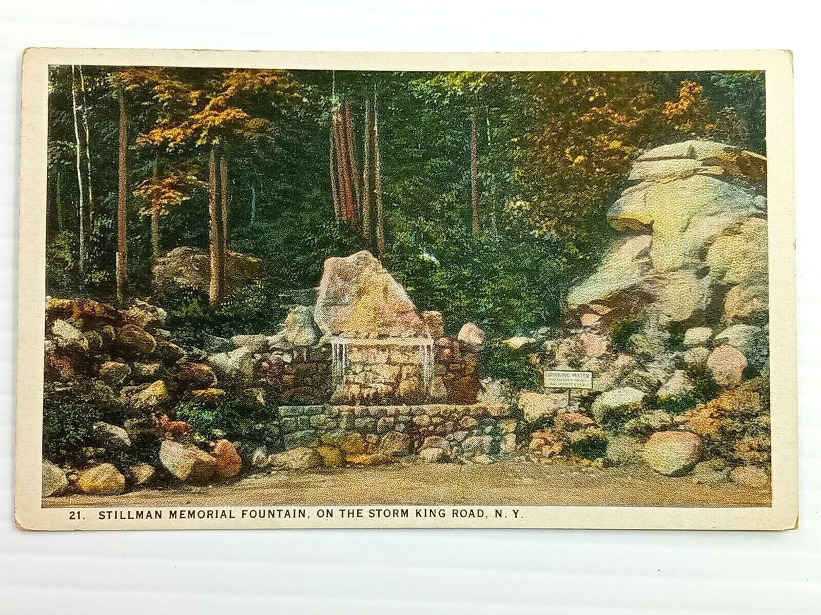 Vintage Postcard 1920\'s Stillman Memorial Fountain on the Storm King RD NY
