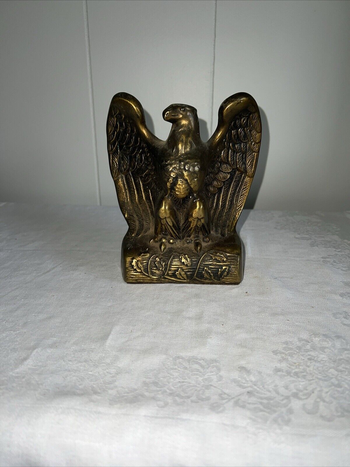 Vintage American Bald Eagle Brass Bookends 7” T x 5” L x 4” W Paperweight