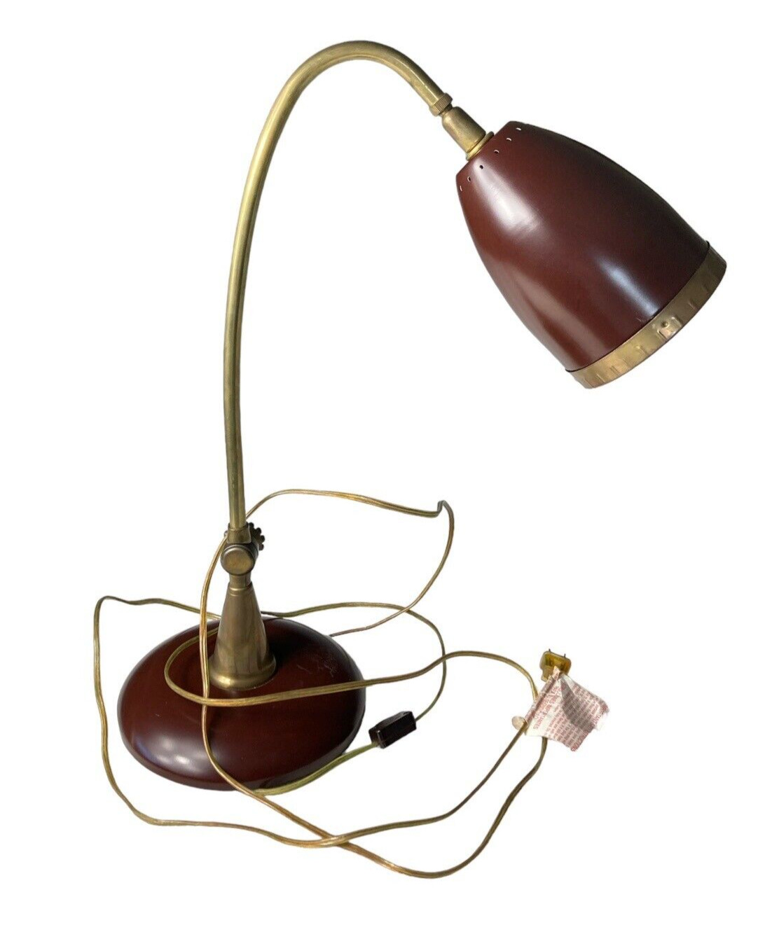 Vintage Gooseneck Desk/Table Lamp Brown Heavy Retro Leviton