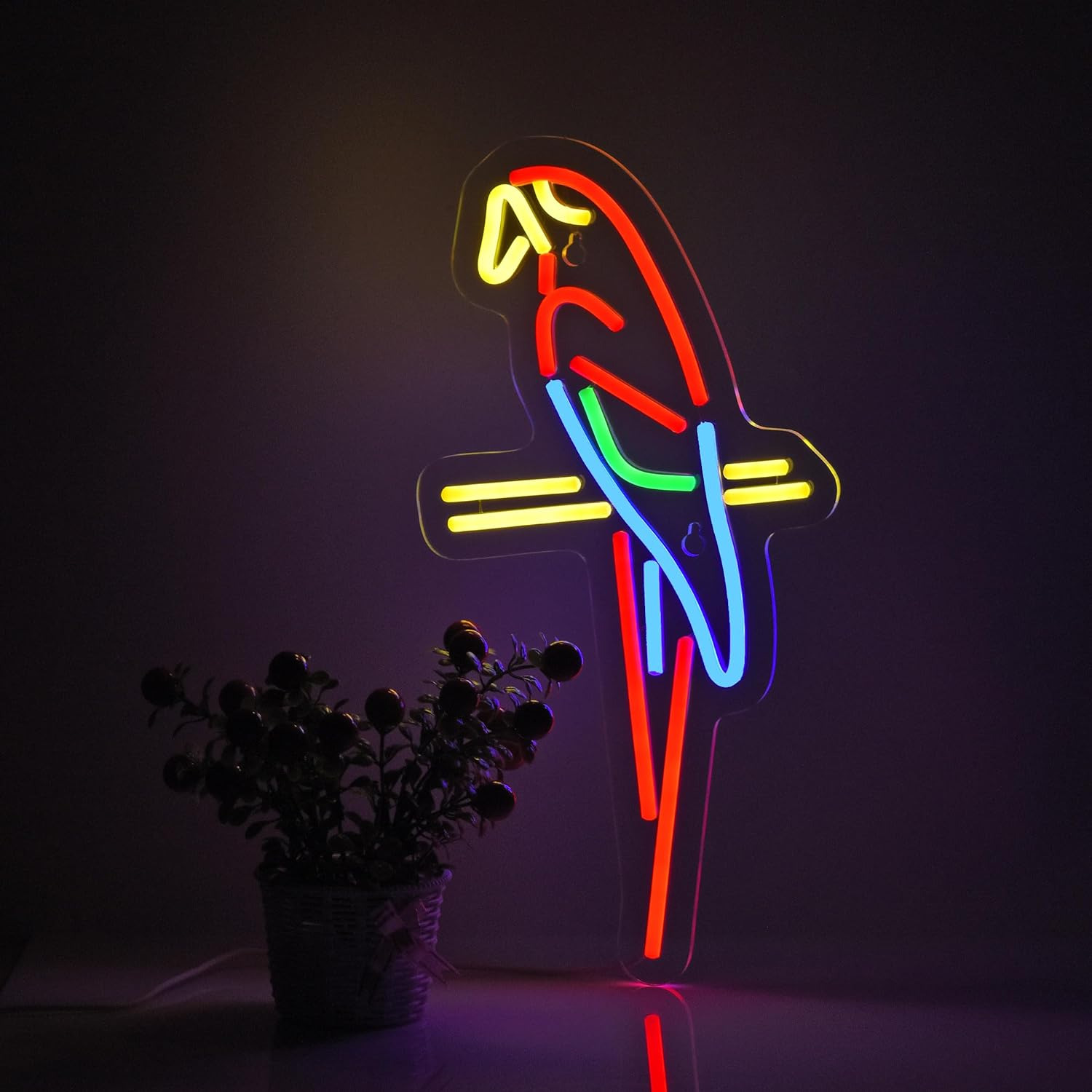 Wubby- Parrot Neon Sign for Wall Décor LED Neon Light USB Powered Neon Art Signs