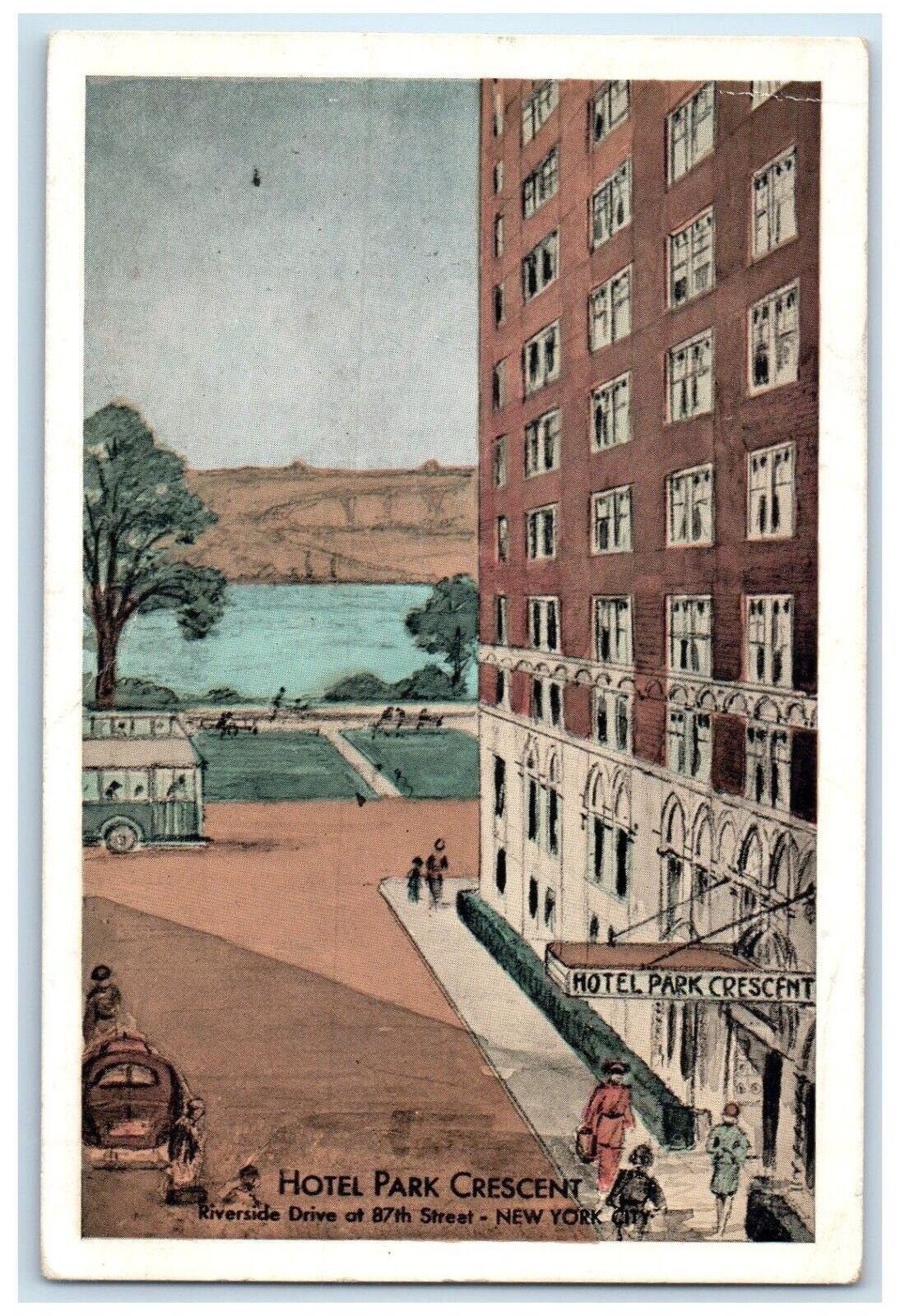 1948 Hotel Park Crescent New York NY, Washington DC Postage Due Stamp Postcard