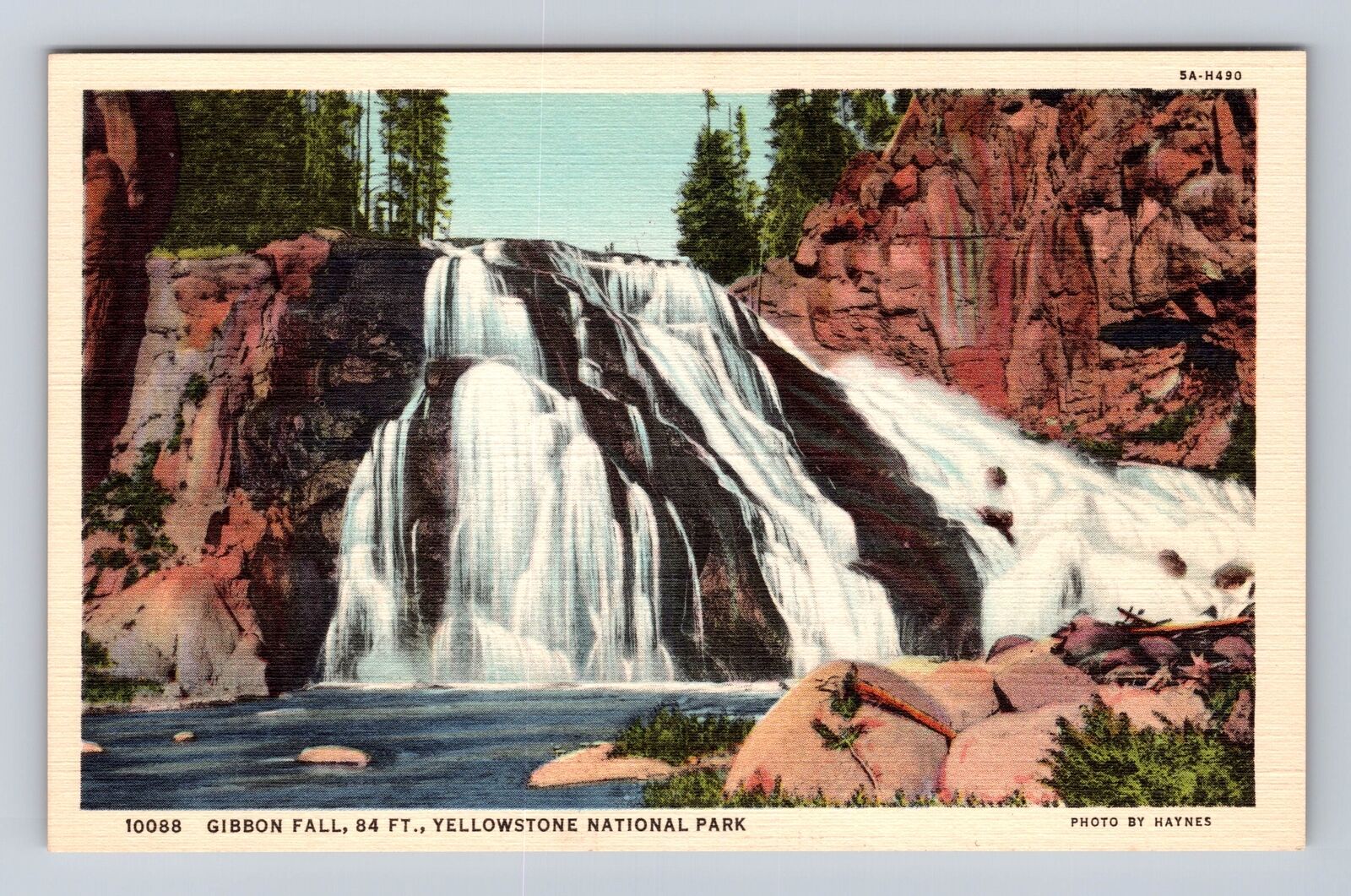 Yellowstone National Park MT-Montana, Gibbon Fall, Antique Vintage Postcard