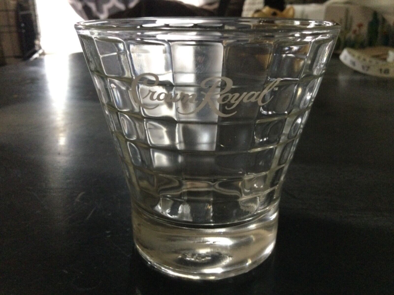 Crown Royal Tapered Optic Block Whiskey Rock Glass Vintage 8 ounce